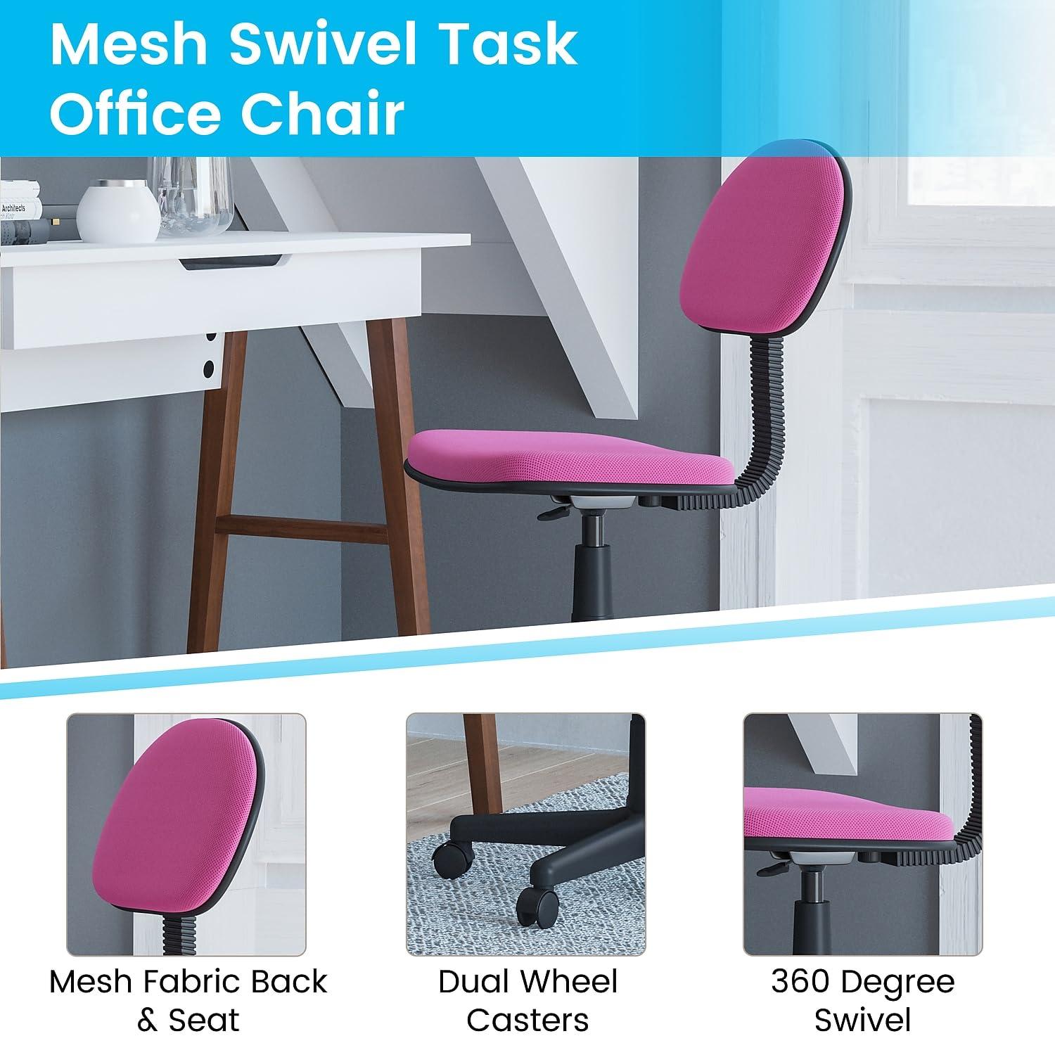Flash Furniture Low Back Adjustable Student Swivel Task Office Chair with Padded Mesh Seat and Back - Homeschool Study Chair