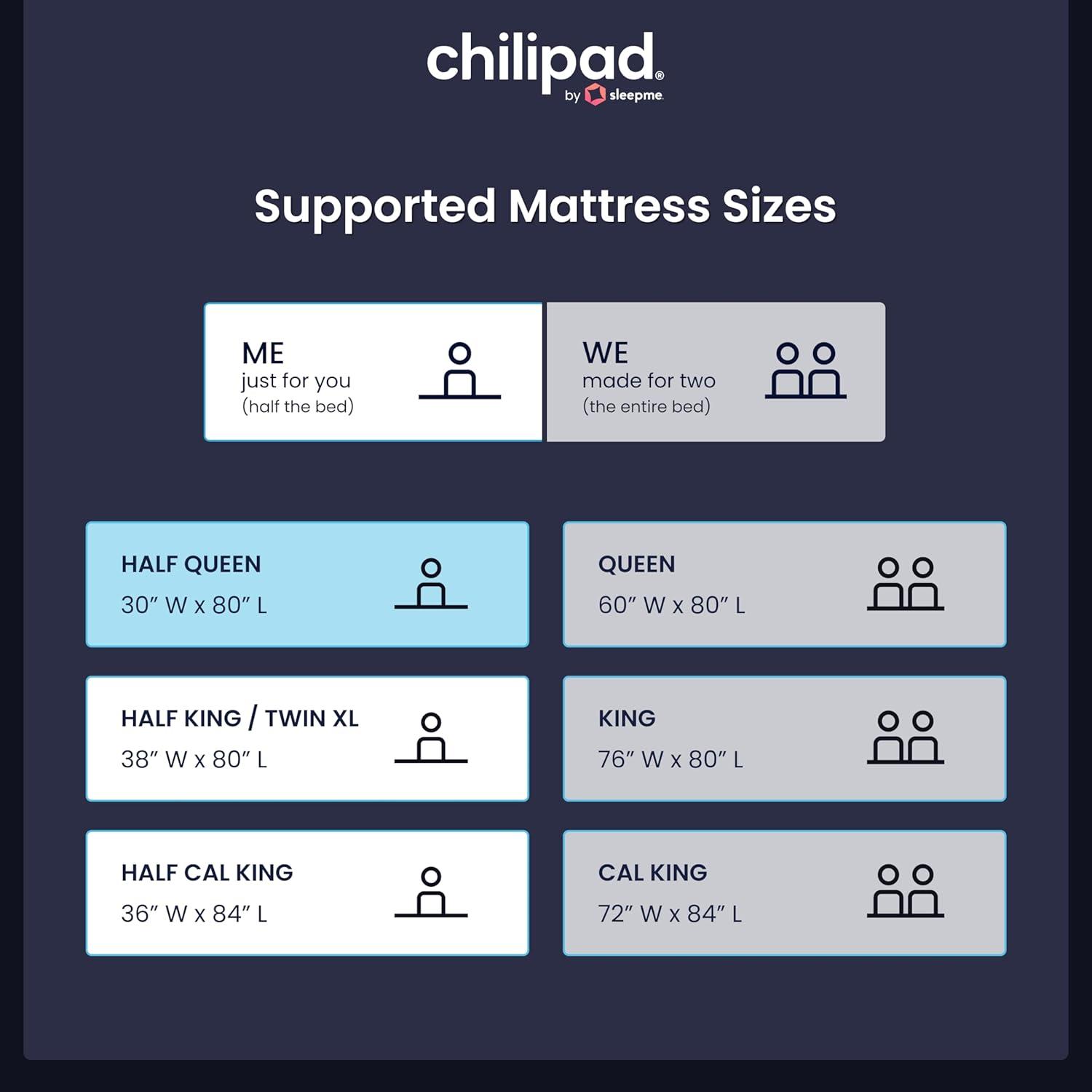 Chilipad Cube Bed Cooling System - Cooling & Heating Mattress Topper, ME Half Queen Bedsize