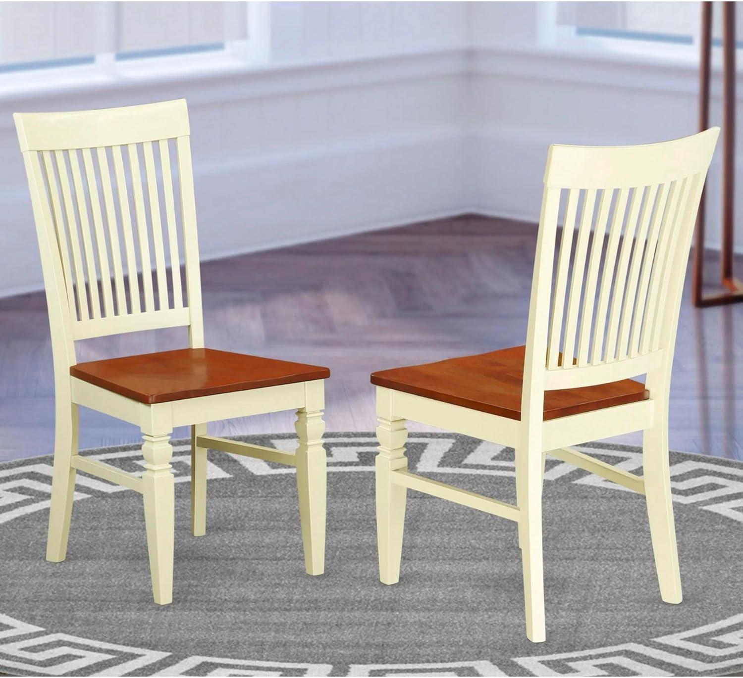 East West Furniture Weston 10" Wood Dining Chair in Cream/Cherry (Set of 2)