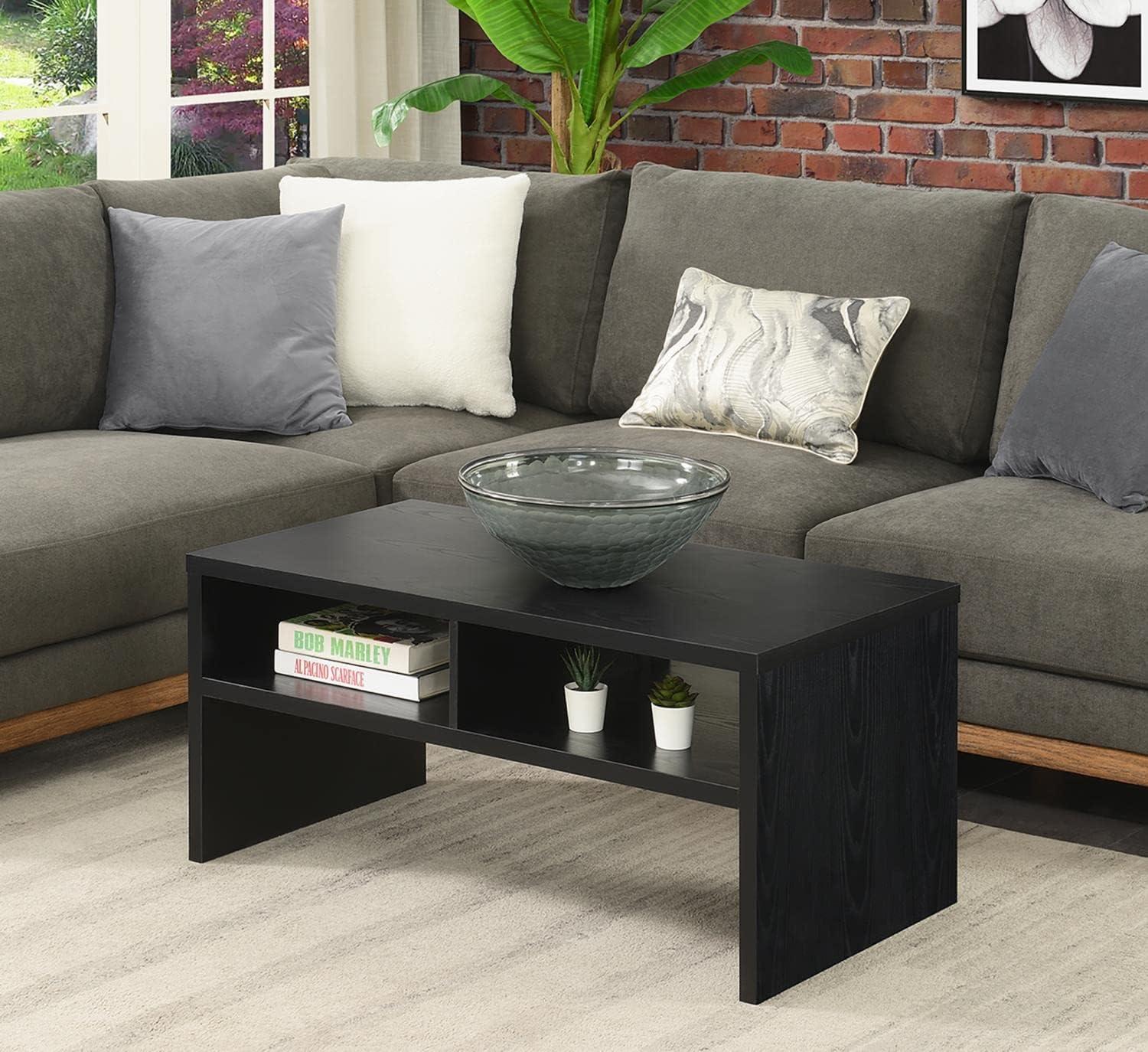 Convenience Concepts Northfield Admiral Deluxe Coffee Table with Shelves, Black