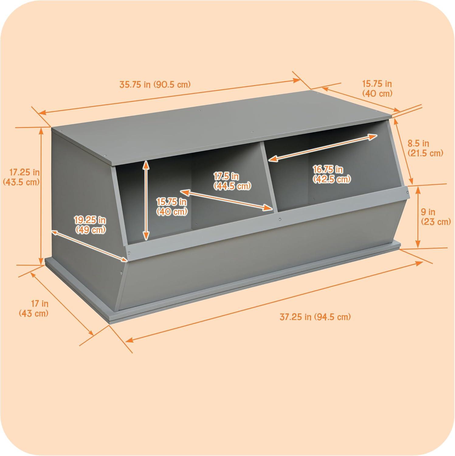 Badger Basket Two Bin Stackable Storage Cubby - Gray