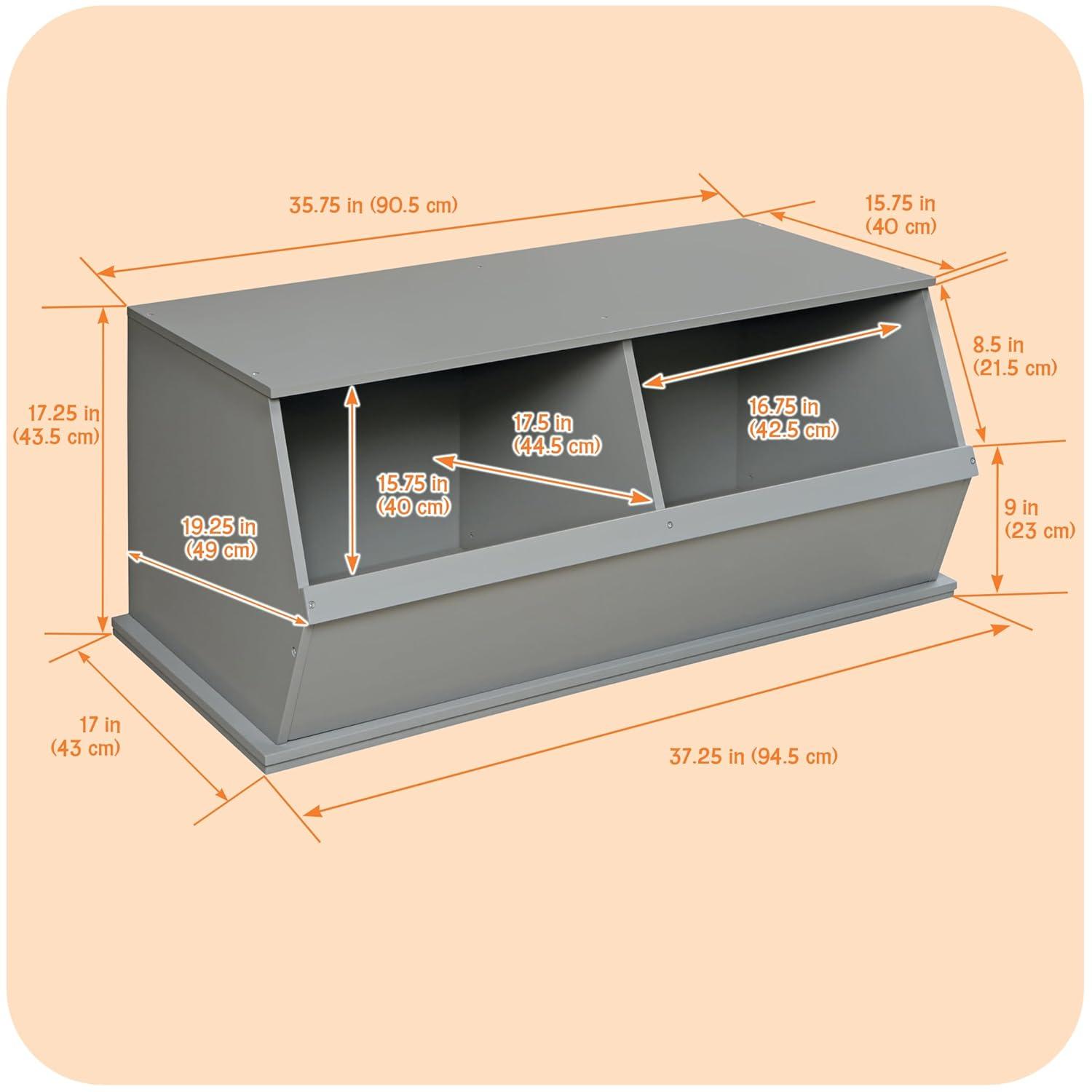 Badger Basket Two Bin Stackable Storage Cubby - Gray
