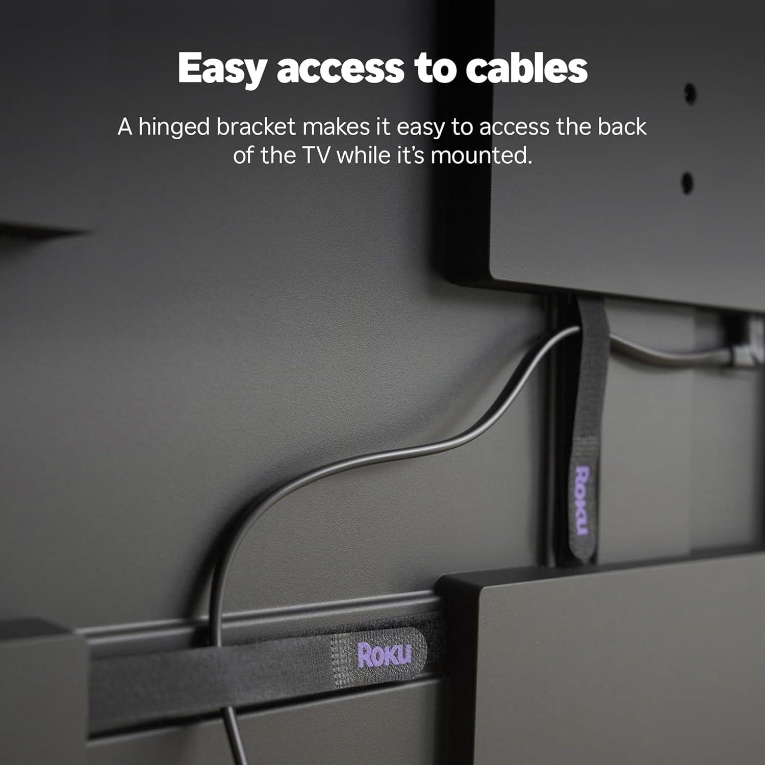 Roku Wall Mount Kit for 65-Inch Pro Series TV - Ultra-Slim with Minimalist, Flat Design - Hinged TV Mount and Kickstand for Easy Access to Cables