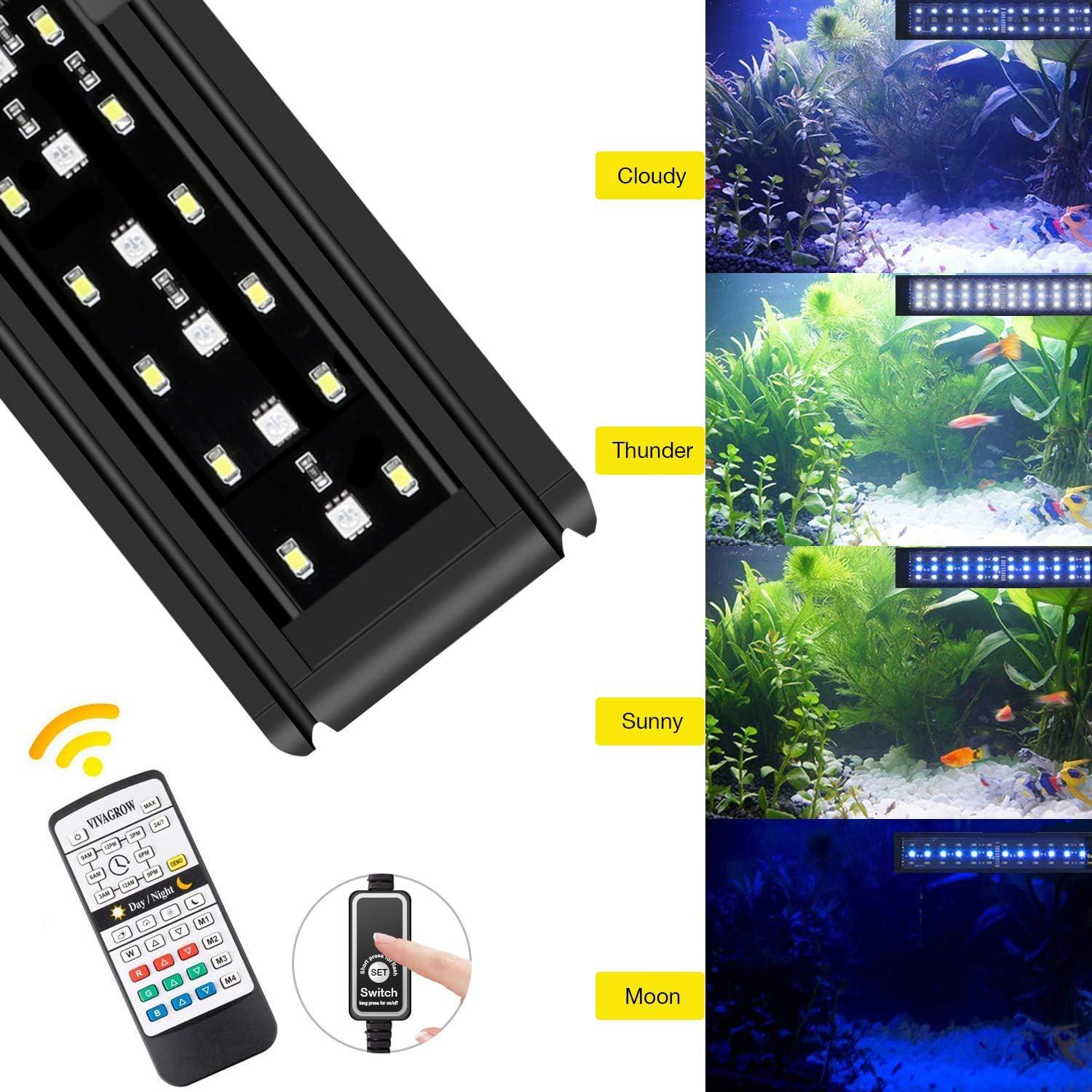 IREENUO Aquarium LED Light, Full Spectrum Fish Tank Clip on Light with Remote, Color Changing Lighting for Reef Coral Aquatic Plants and Fish Keeping (20W（23.6inch)