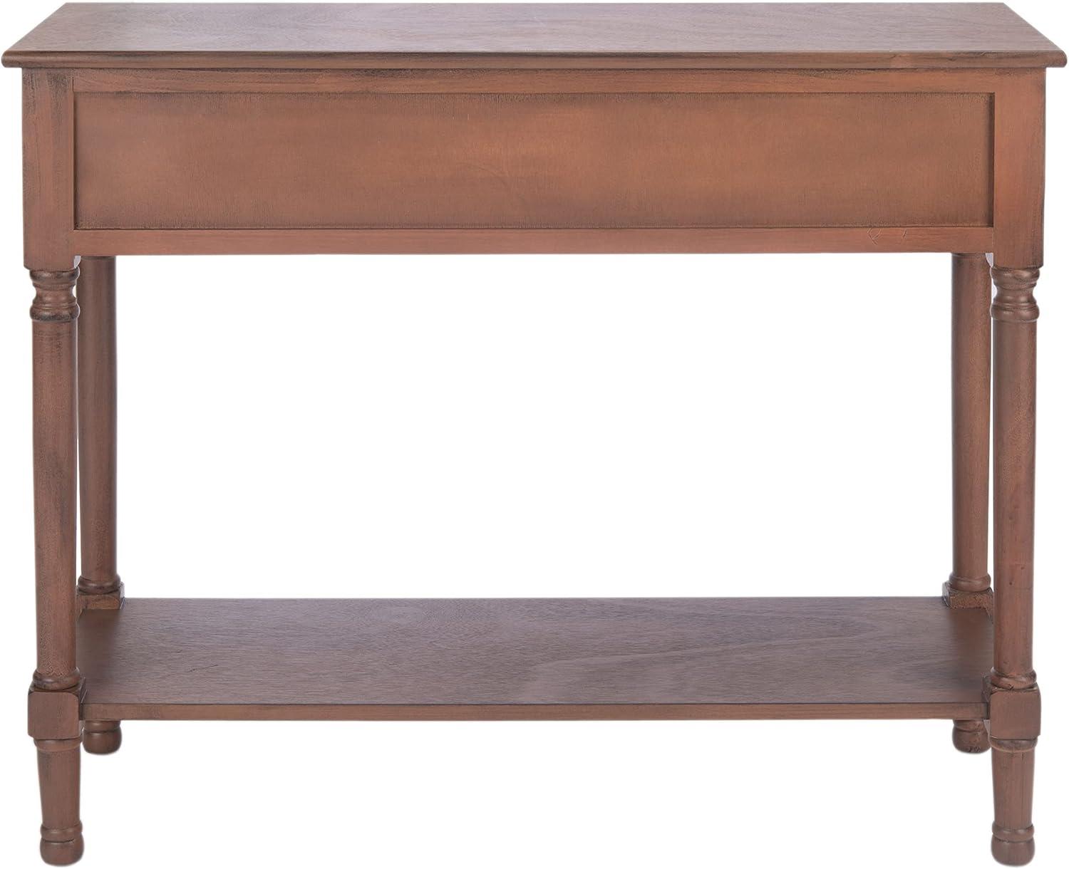 SAFAVIEH Allura French Brown Wood Console Table with Drawer (35.5 in. W x 13 in. D x 29.5 in. H)