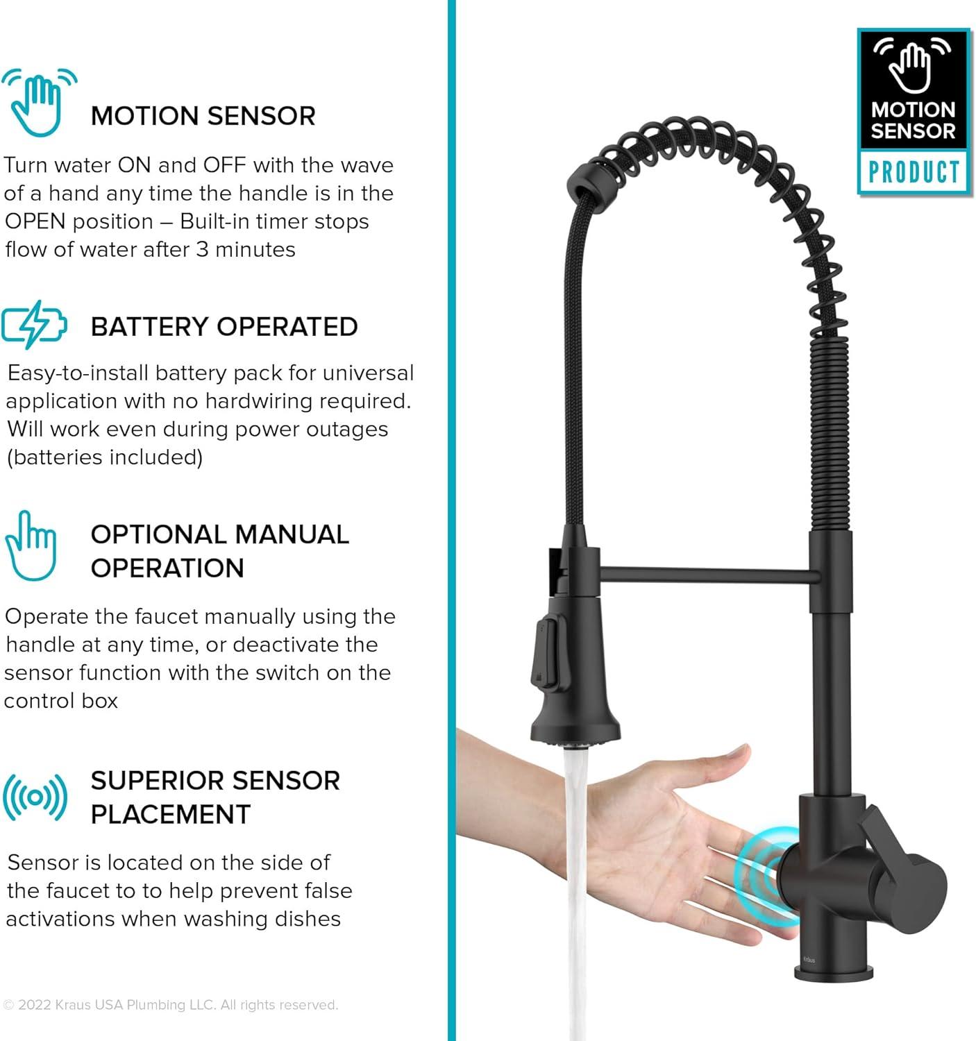 KRAUS Britt Touchless Sensor Commercial Single Handle Pull Down Kitchen Faucet
