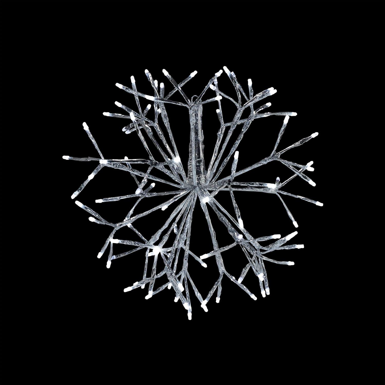 Alpine Corporation 16" Light-Up Hanging Snowflake Holiday Ornament, White