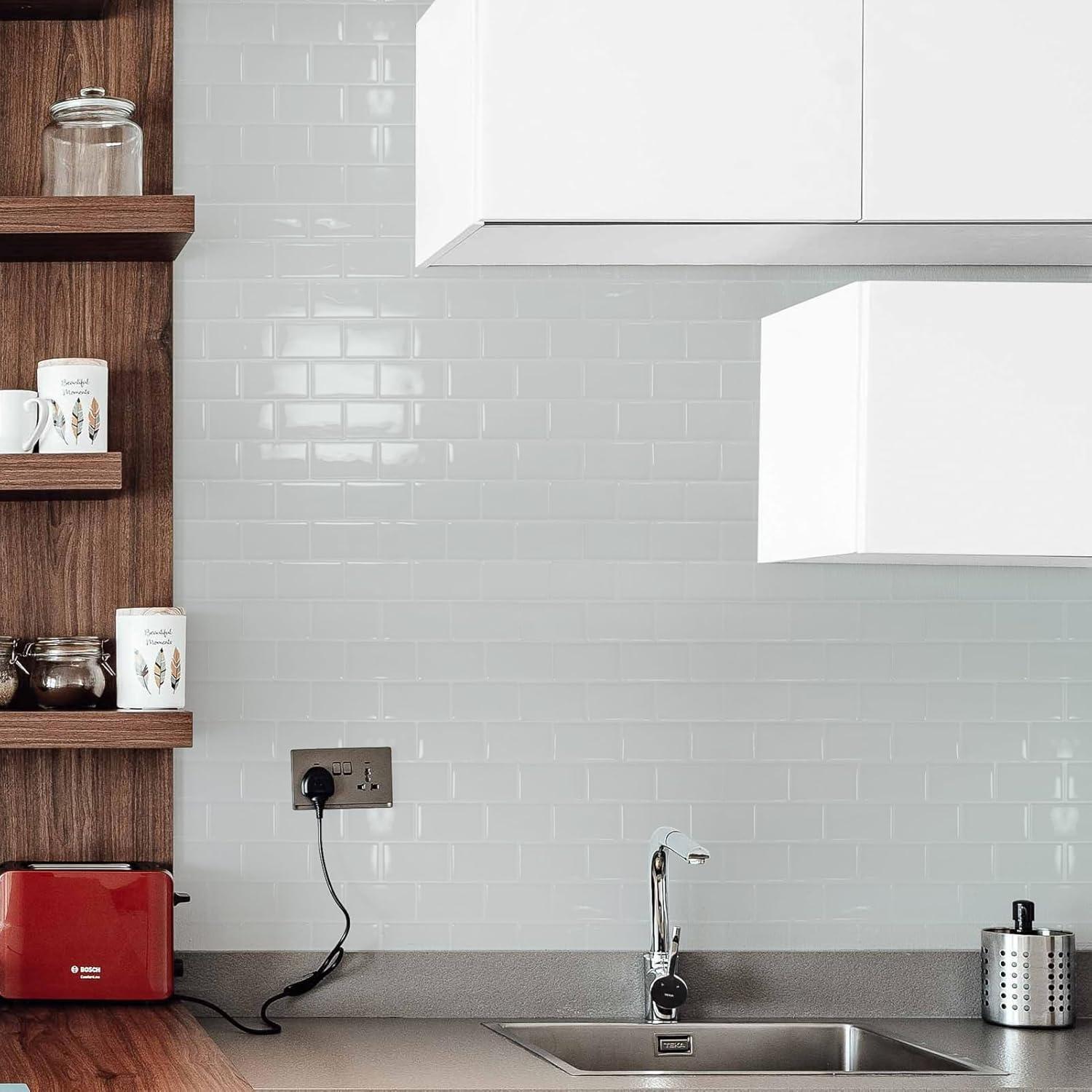 Art3d 10-Sheet Peel and Stick Backsplash Tile for Kitchen, Textured Self-Adhesive Subway Wall Tile for Kitchen Bathroom Laundry Room, Enhanced Backing Adhesion & Thicker Design - 12"x12" White