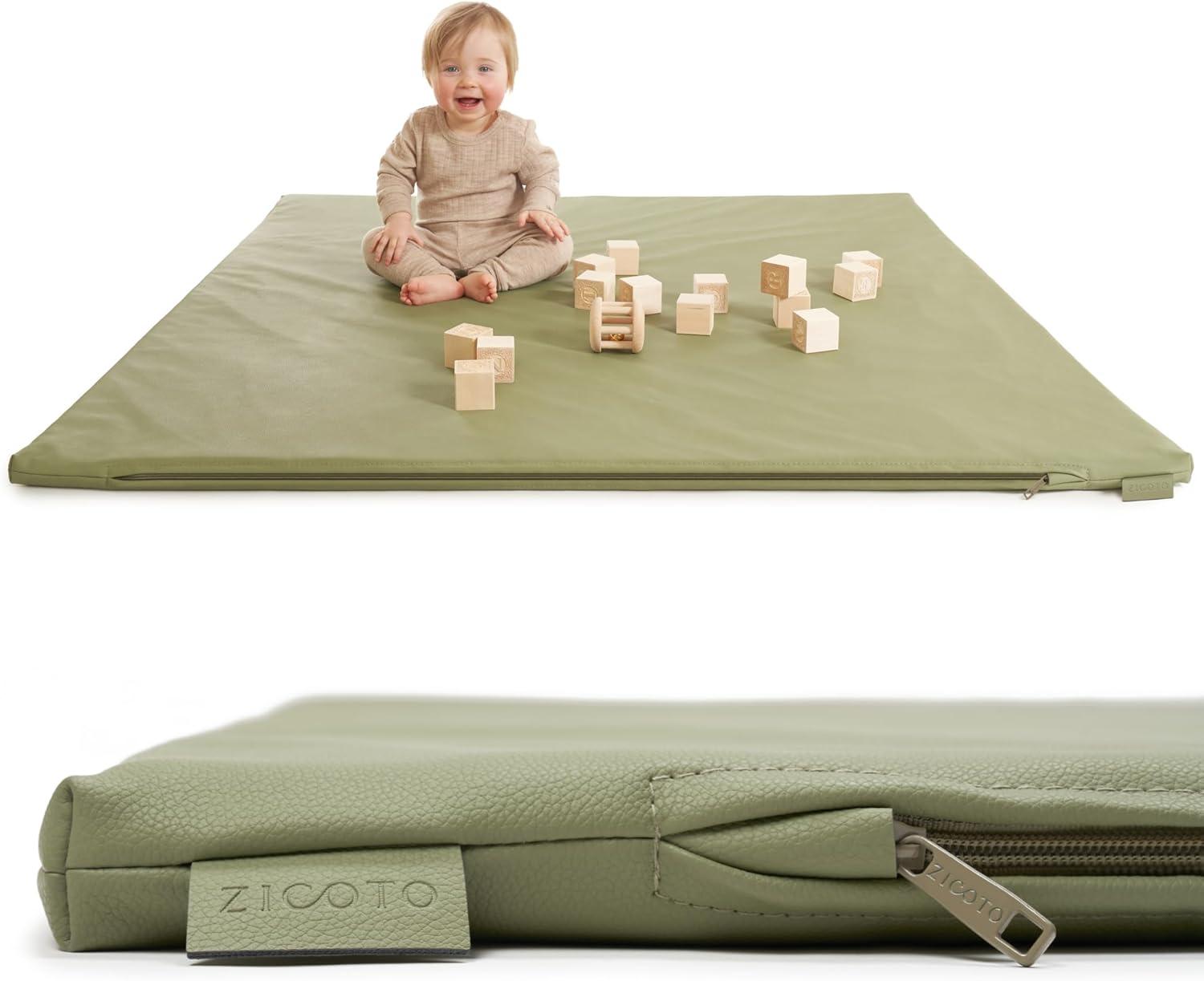 Stylish Padded Baby Play Mat for Your Boy or Girl - Extra Thick & Super Soft Vegan Leather Floor Mat Creates A Safe Play Area for Little Ones - A Beautiful Playmat That Fits Nicely Into Any Playroom
