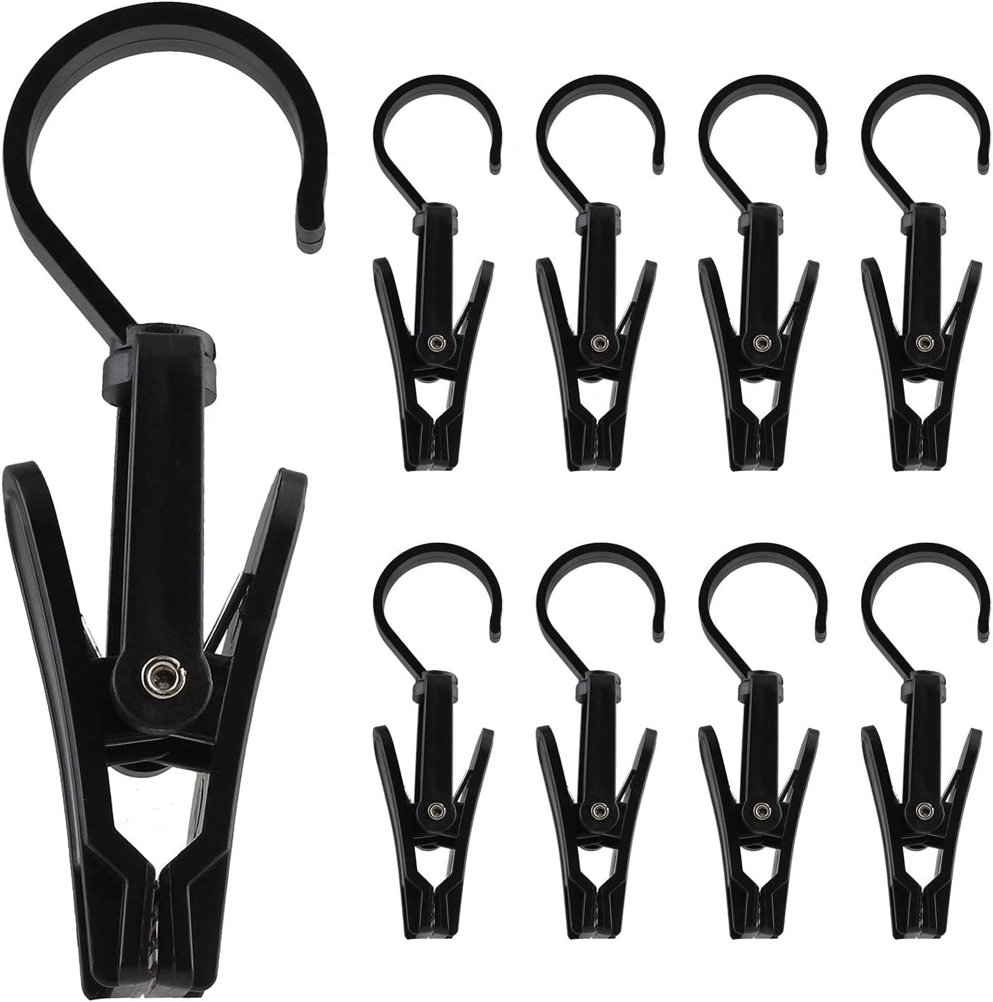 Guiyong 20pcs Laundry Hooks with Clips Plastic Swivel Hanging Hooks Clip Hooks for Socks Boot Bras Towels