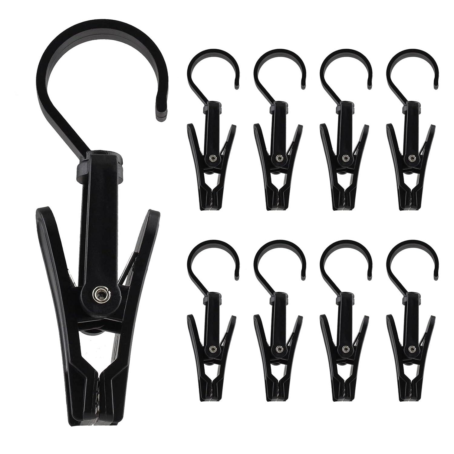 Guiyong 20pcs Laundry Hooks with Clips Plastic Swivel Hanging Hooks Clip Hooks for Socks Boot Bras Towels