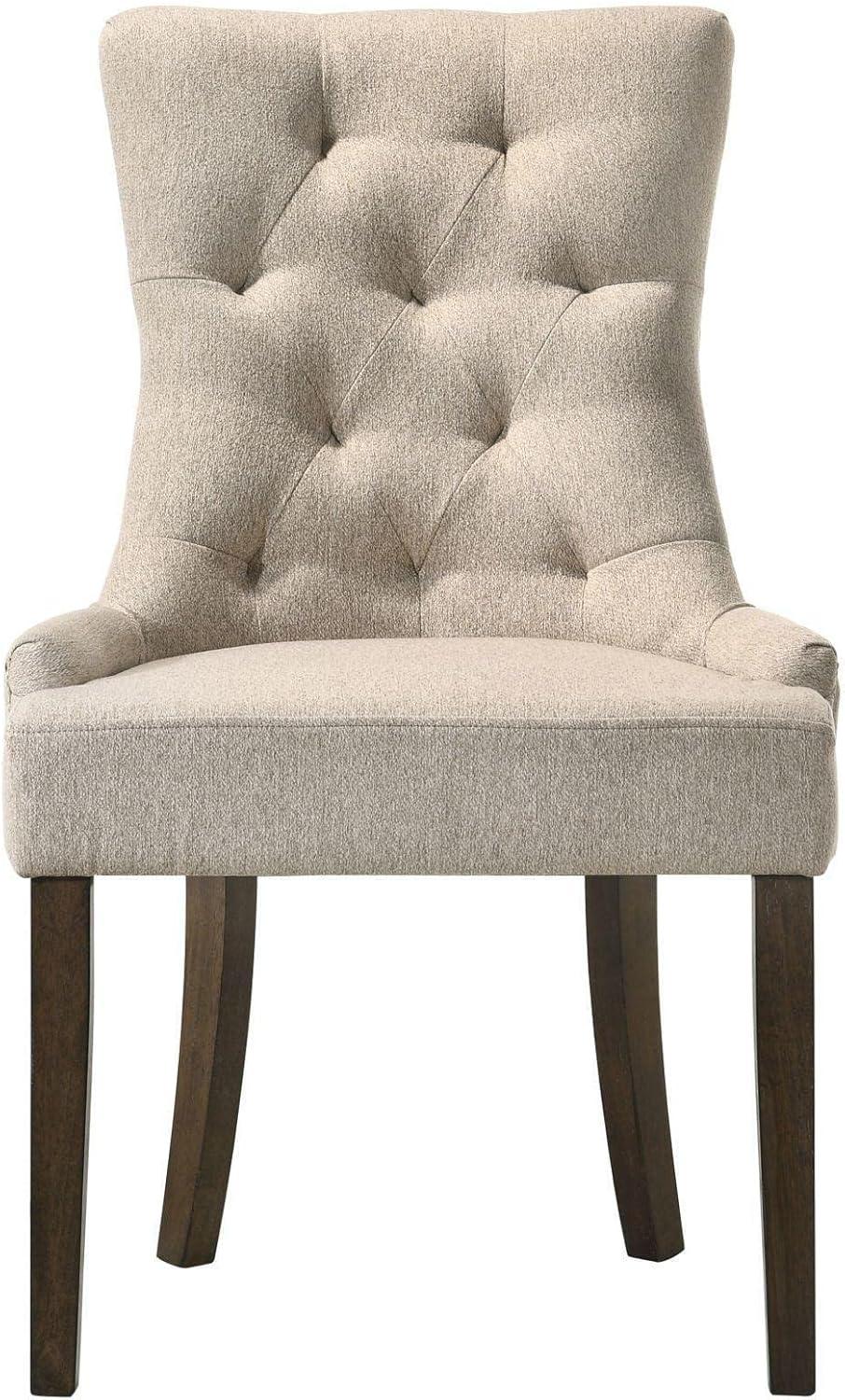 22" Farren Accent Chair Beige Fabric/Espresso Finish - Acme Furniture: Upholstered, Tufted Backrest, Nailhead Trim