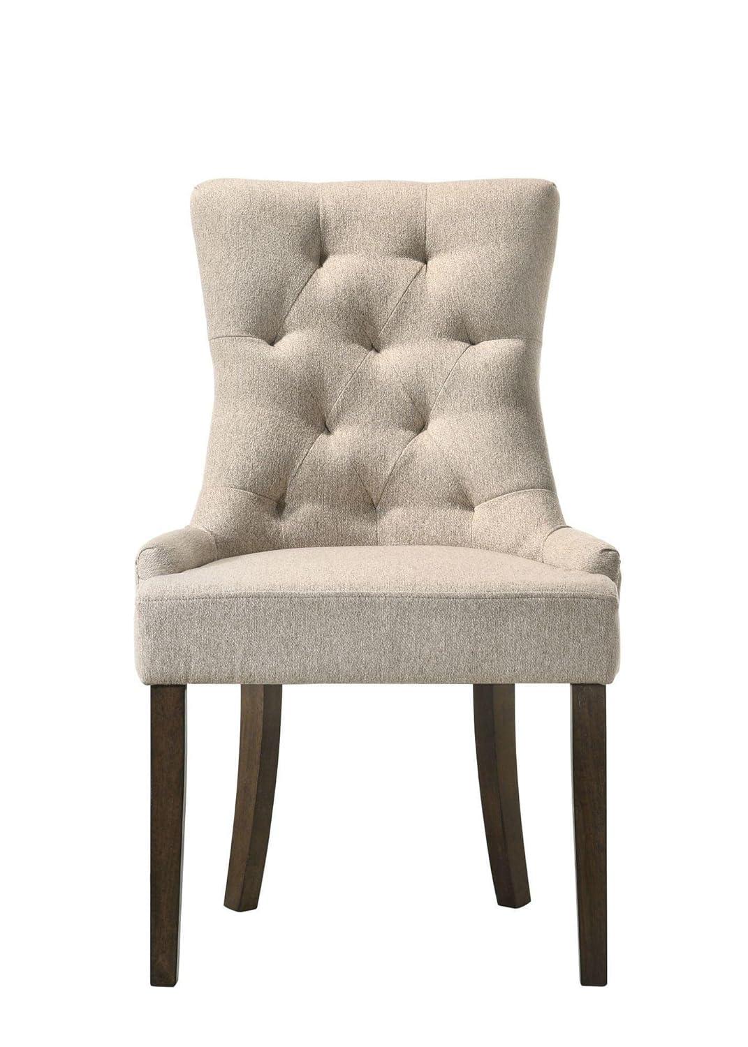 22" Farren Accent Chair Beige Fabric/Espresso Finish - Acme Furniture: Upholstered, Tufted Backrest, Nailhead Trim