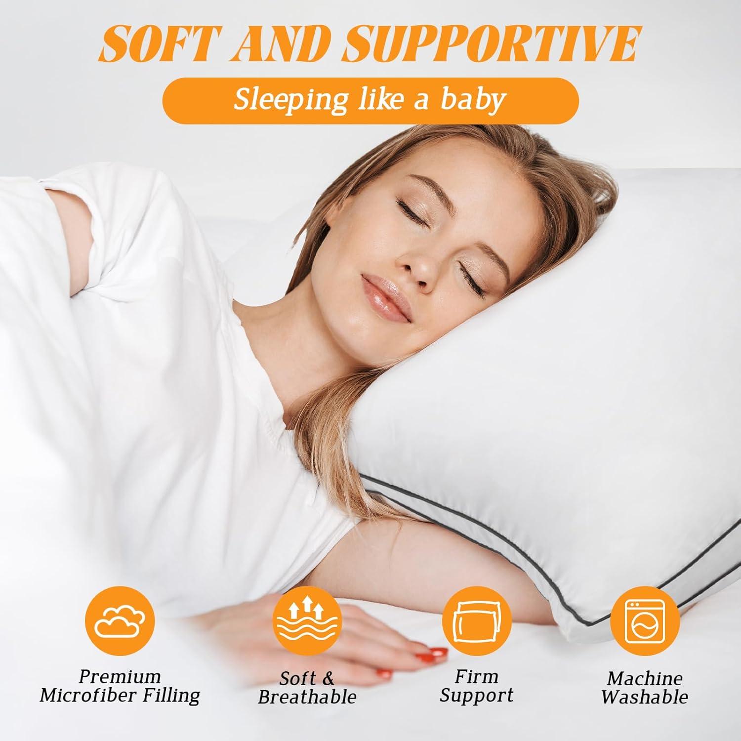 ArkwrightLLC Host & Home 100% Cotton Cover Soft-Poly Fiber Fill Hypoallergenic  Bed Pillow- 2 Pack (Set of 2)