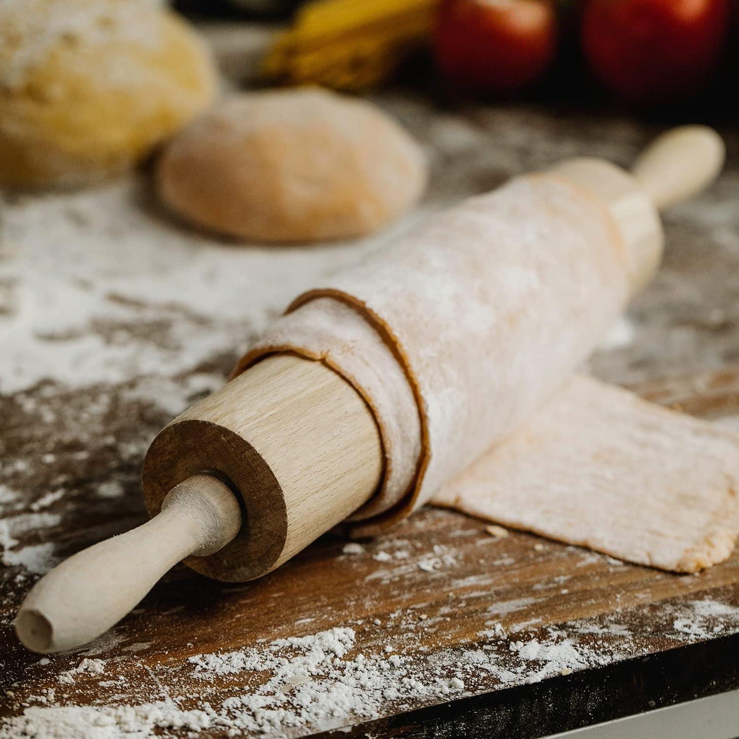 17.6 Inch Hard Oak Wooden Rolling Pin for Baking