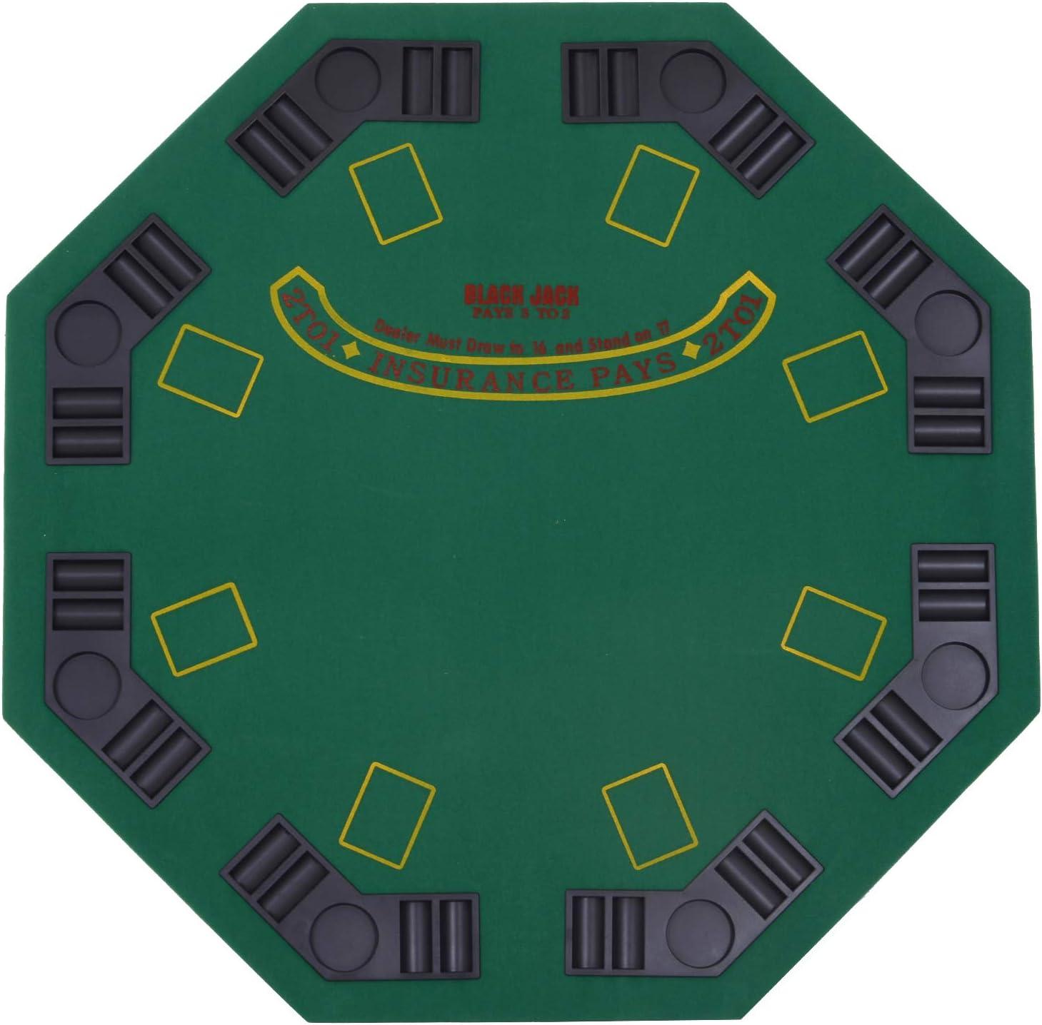 Soozier 47.25" 8 Player Folding Octagon Poker Table for Blackjack Poker Game with Cup Holders, Green