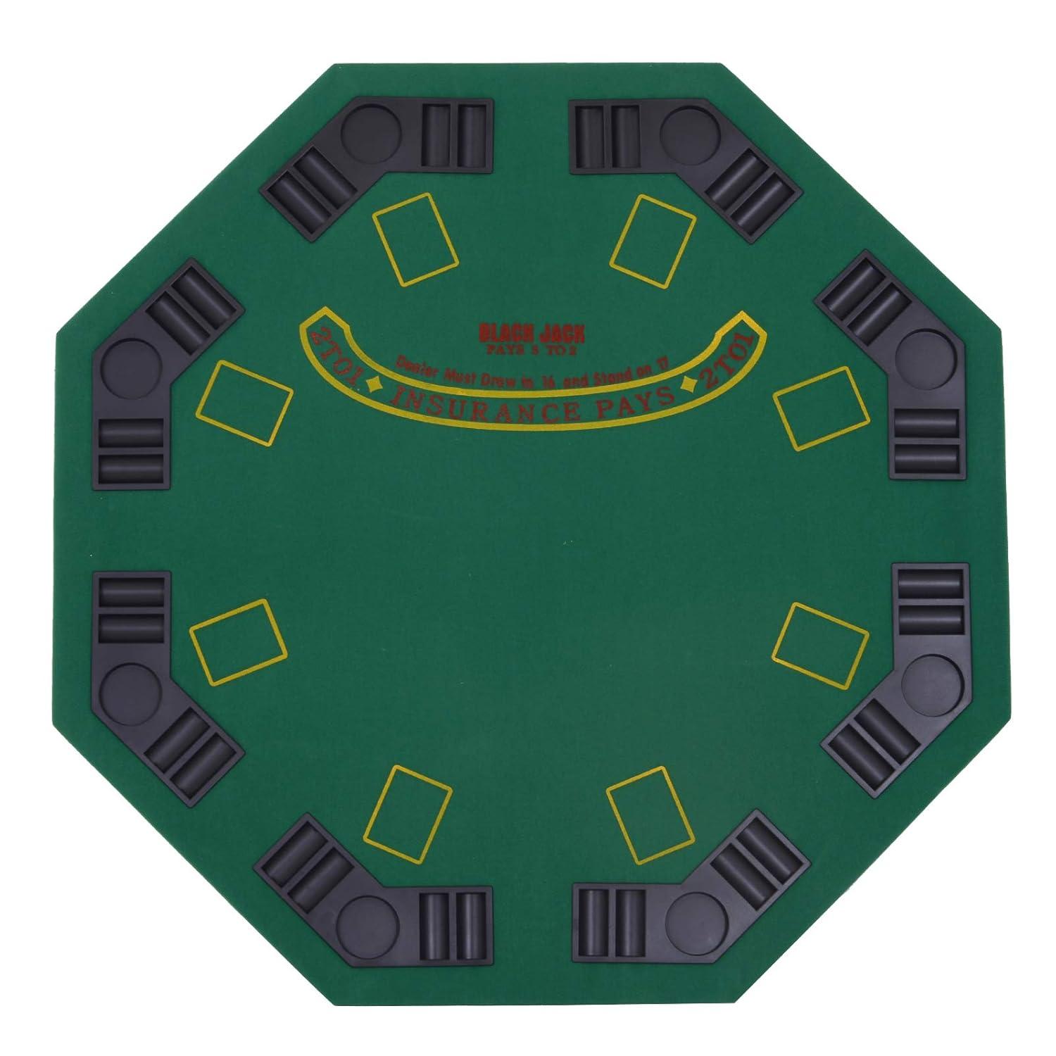 Soozier 47.25" 8 Player Folding Octagon Poker Table for Blackjack Poker Game with Cup Holders, Green