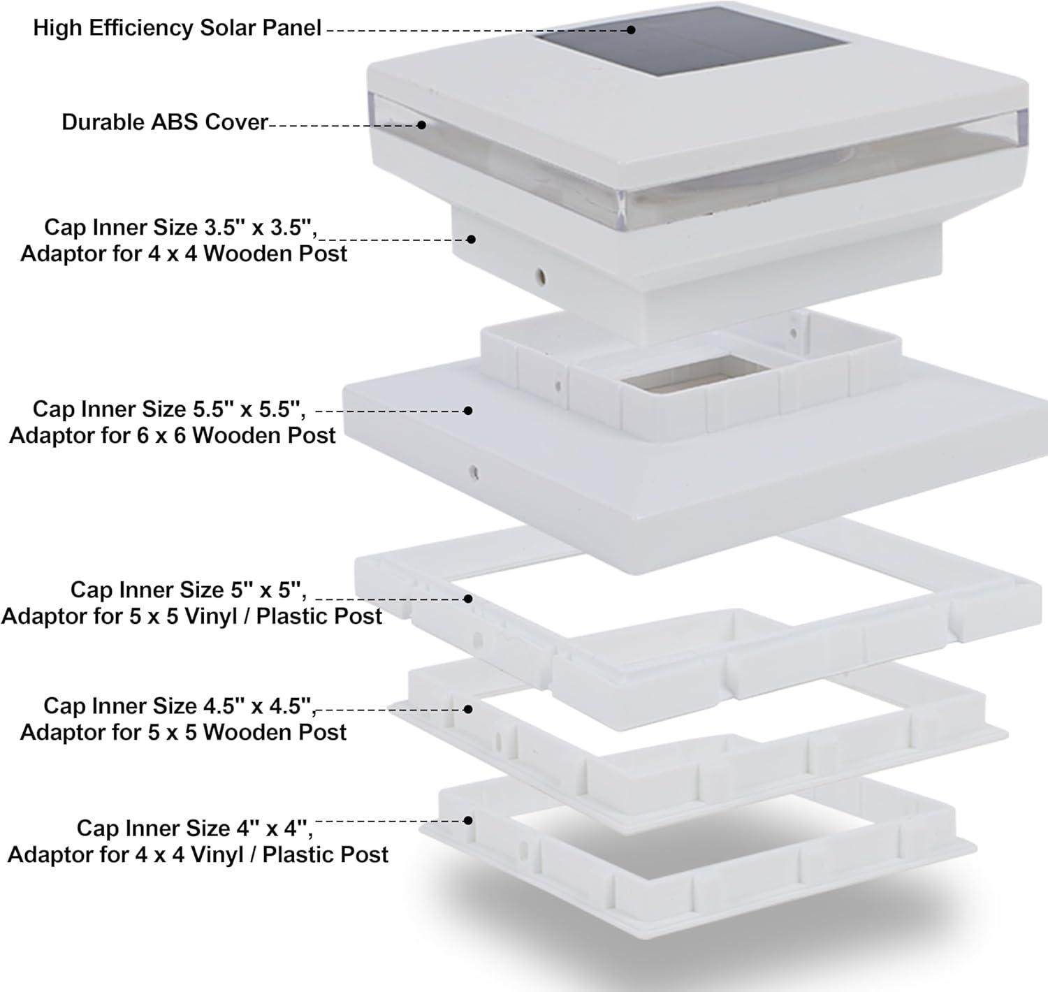 White Solar Powered LED Post Cap Lights Multipack