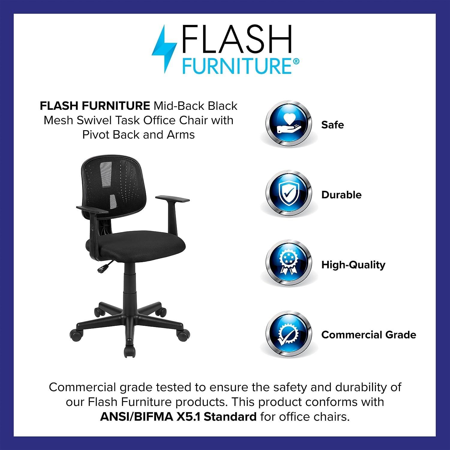 Flash Furniture Meridian Mid-Back Swivel Mesh Task Office Chair with Pivot Back