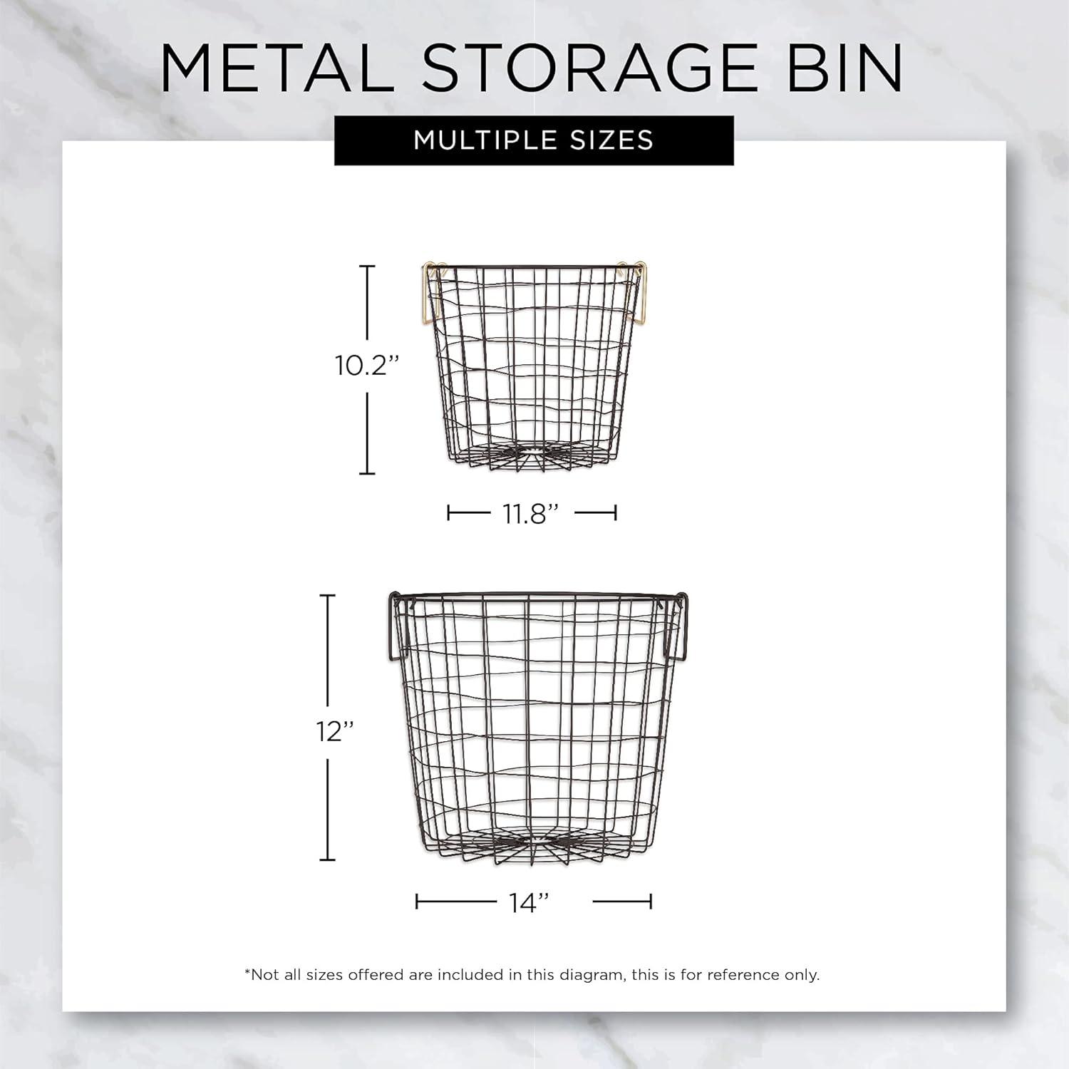 Metal Basket Cool Gray Round Medium 14X14X12