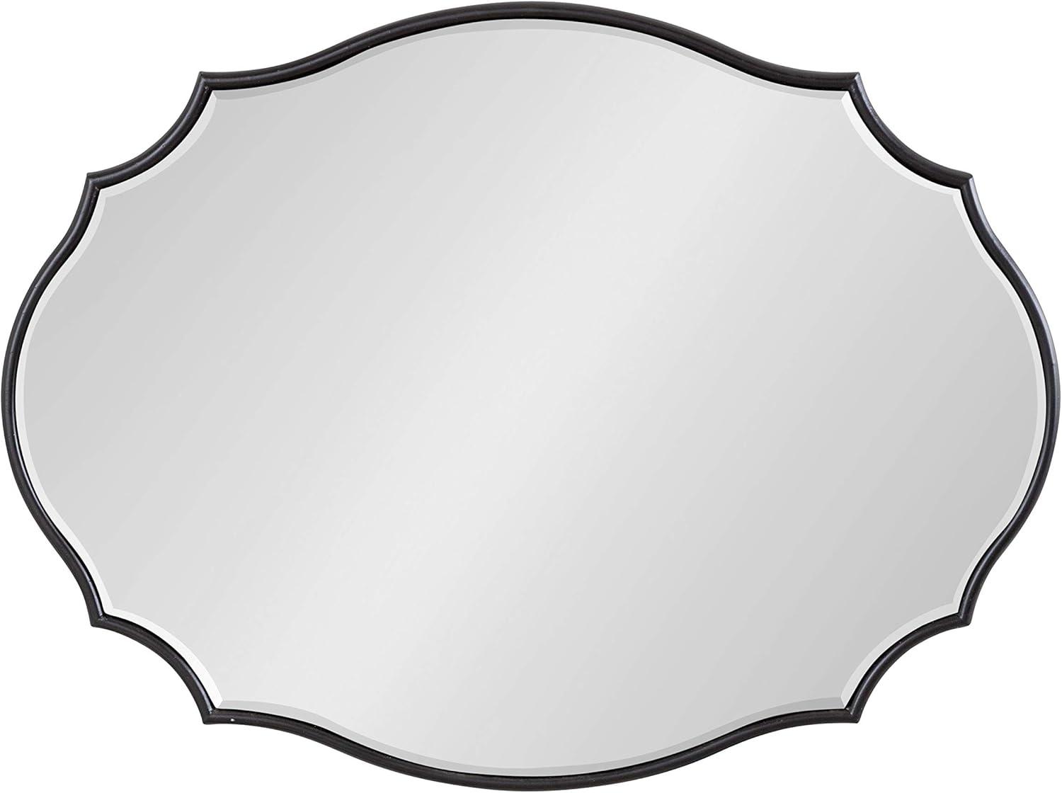 Kate and Laurel Leanna Modern Scalloped Wall Mirror, 20 x 42, Black, Glam Oval Mirror for Wall