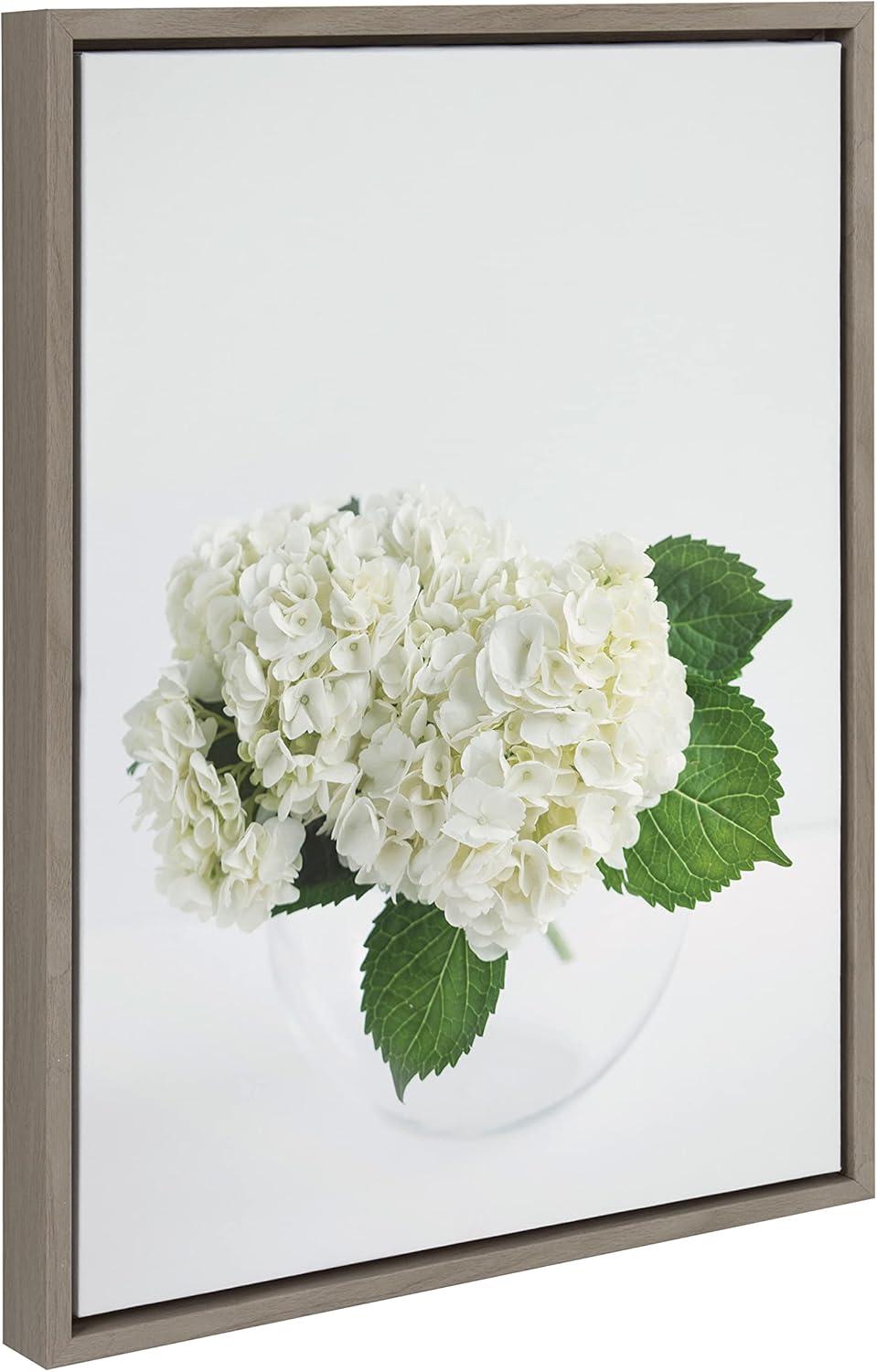 Kate and Laurel Sylvie Hydrangea Cluster Framed Canvas by Emiko and Mark Franzen of F2Images, 18x24, Gray