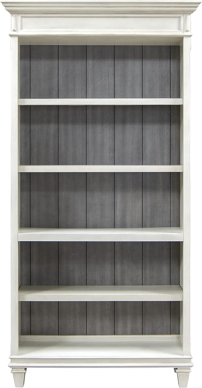 White Adjustable Wood Office Bookcase with Shelves