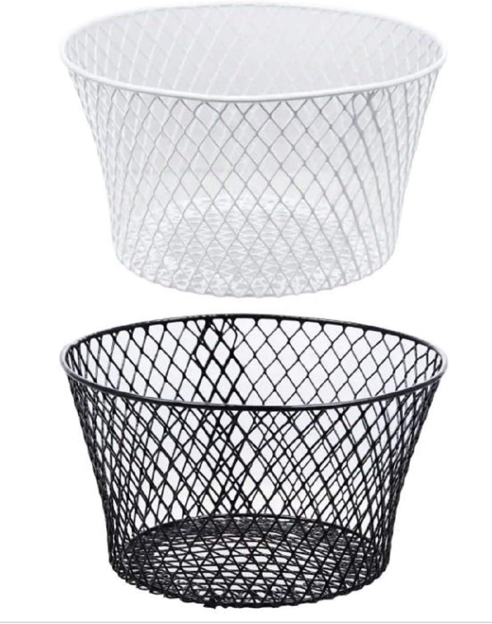 Small Metal Rectangular, Oval and Round Wire Baskets with Handles, Black and White, 4-ct Sets (Round Black Without Handles)