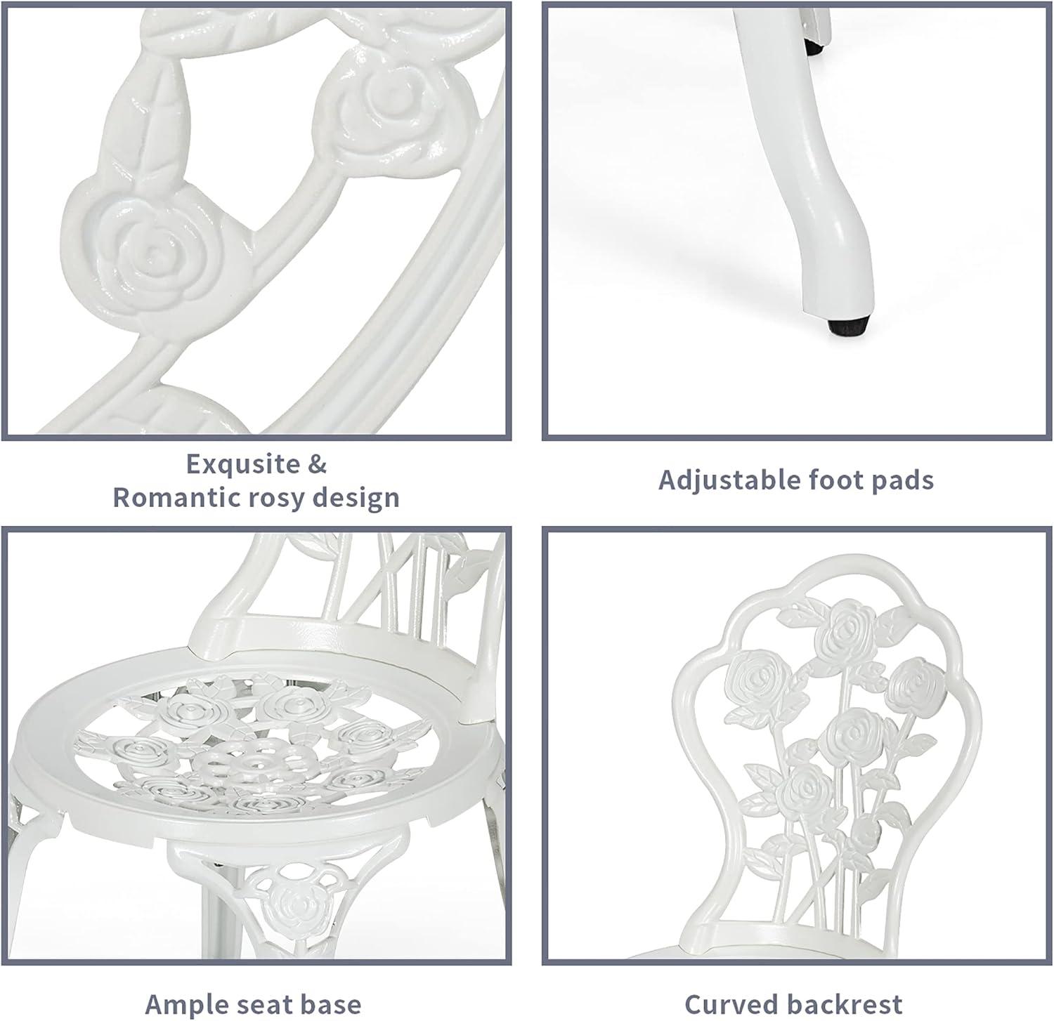 SunnyDaze Decor 2 - Person Metal Patio Dining Set with Round Table