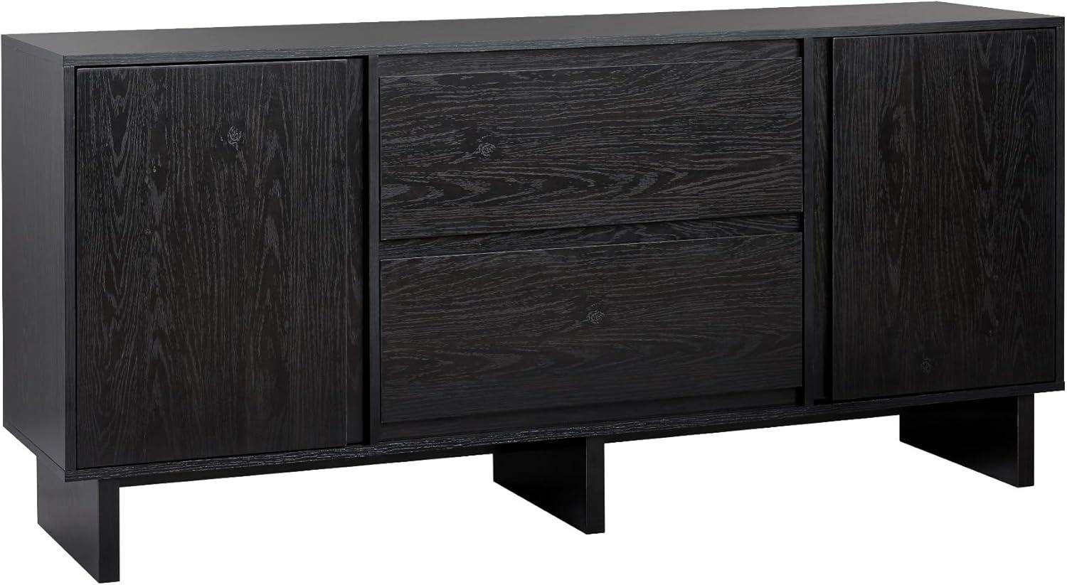 Walker Edison 58" Scandi TV Stand for TVs up to 65” with Beveled Drawers, Black