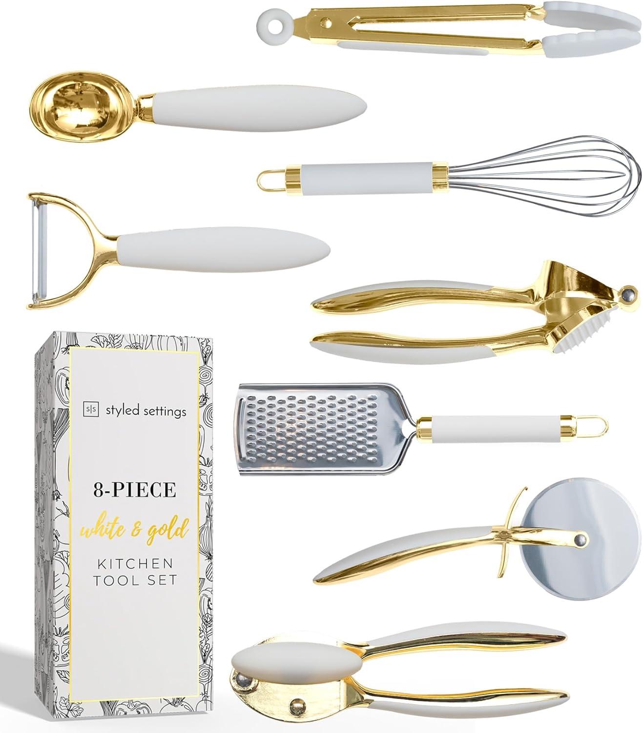 Styled Settings White & Gold Kitchen Tools and Gadgets with Anti-Slip Handles