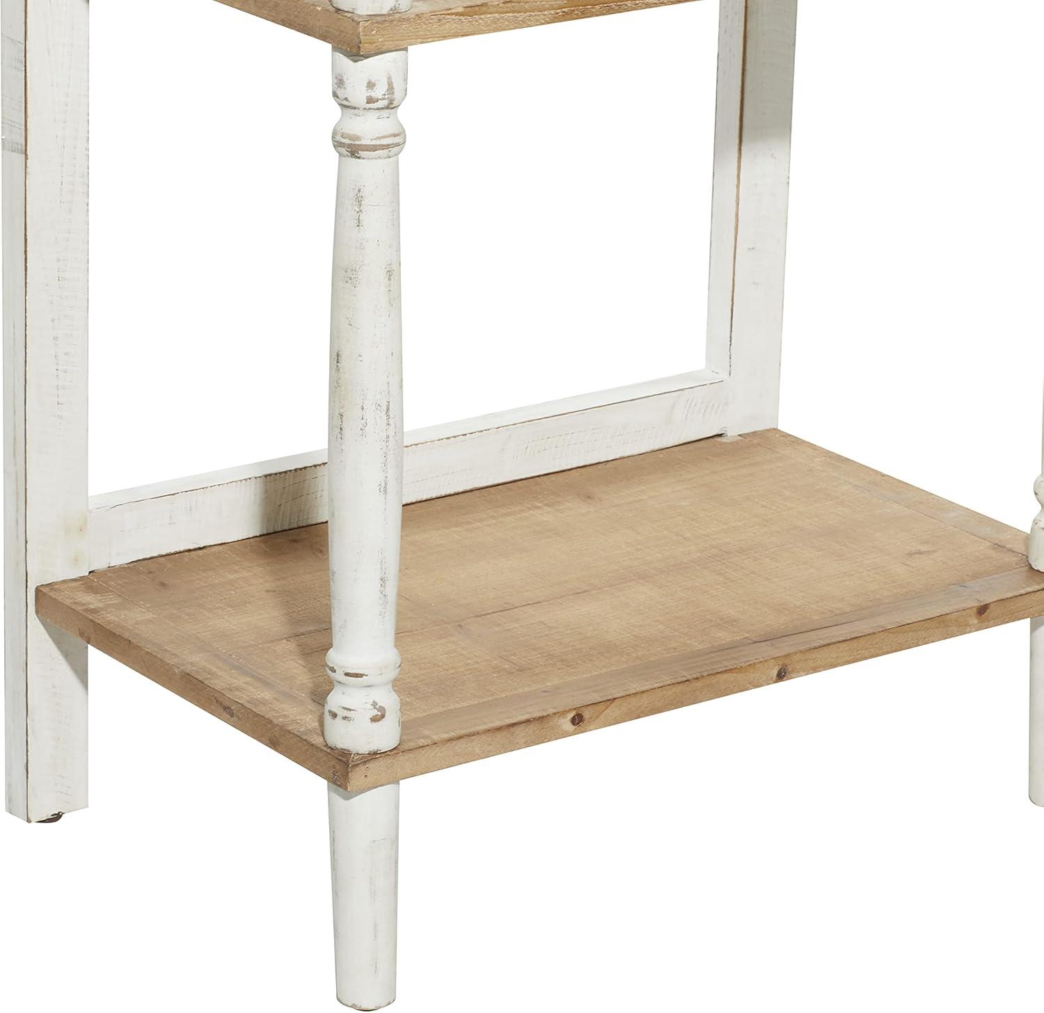 75" x 32" Farmhouse Wood Shelving Unit Off White - Olivia & May: 5-Tier Storage Bookcase
