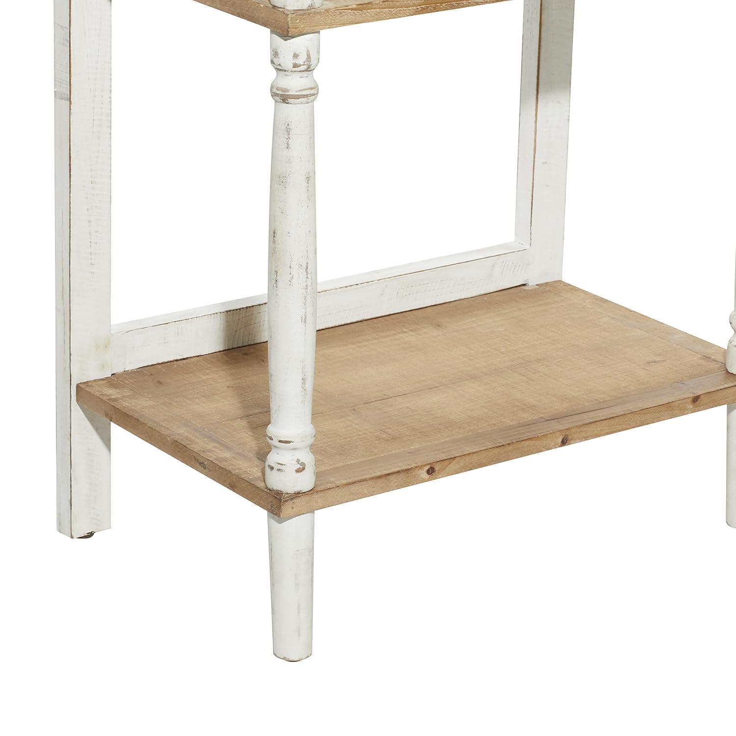 75" x 32" Farmhouse Wood Shelving Unit Off White - Olivia & May: 5-Tier Storage Bookcase