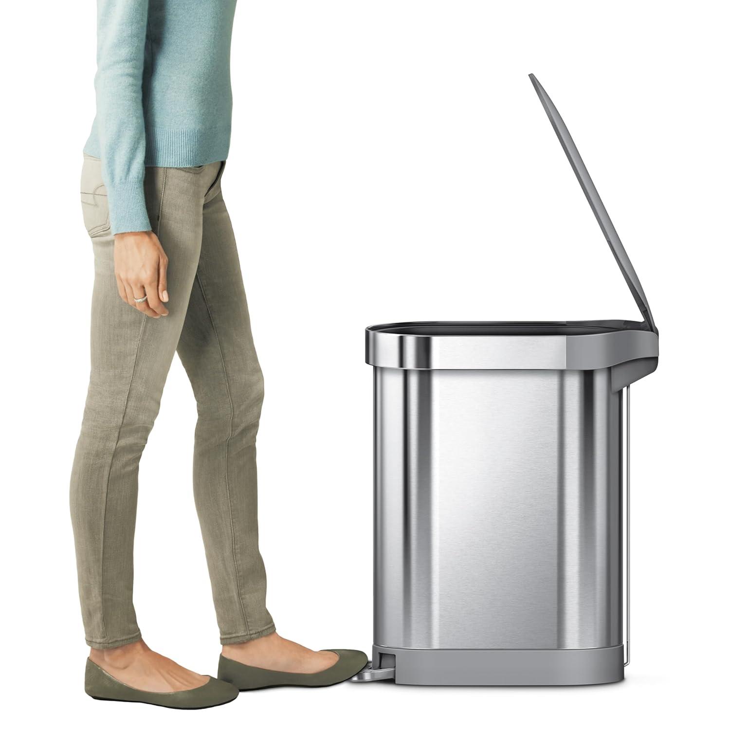 simplehuman simplehuman 45 Liter / 12 Gallon Slim Hands-Free Kitchen Step Trash Can, Stainless Steel
