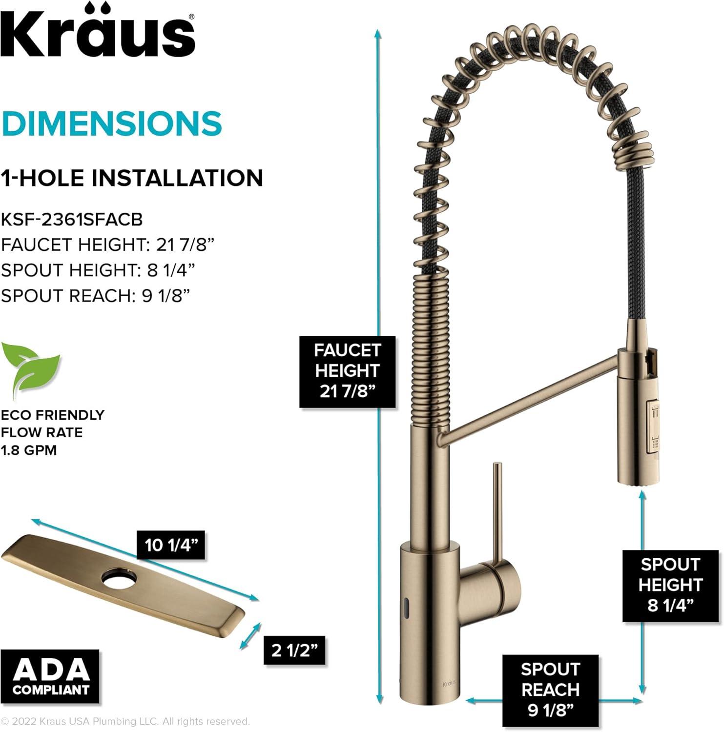 KRAUS Oletto Touchless Sensor Commercial Pull-Down Single Handle Kitchen Faucet with QuickDock Top Mount Assembly