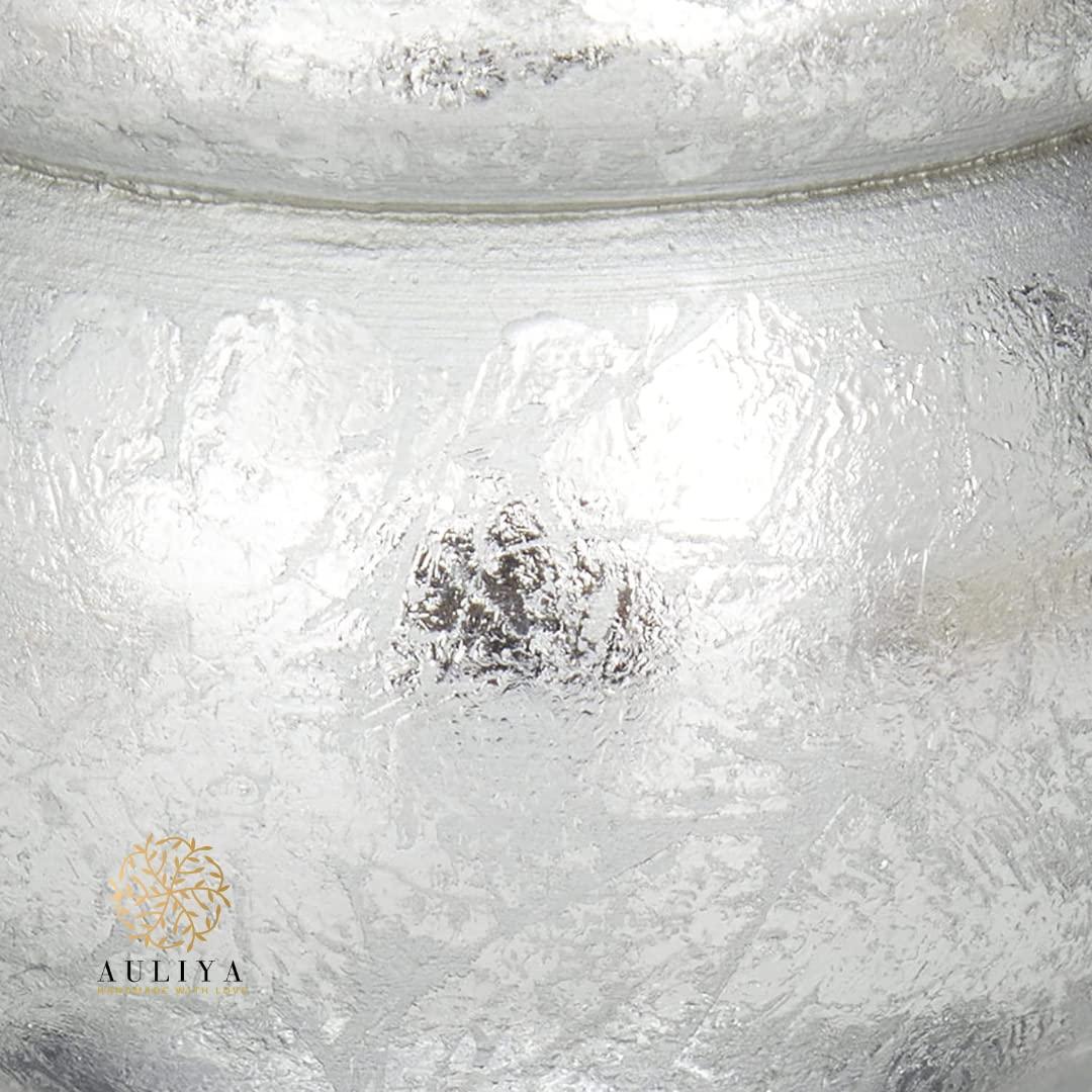 AULIYA Wooden Candle Holders Pillar Candles Holder Rustic Wood Stand Decorative Polish Candlestick Set of 3 for Home Decor - 6" 8" 10" Silver