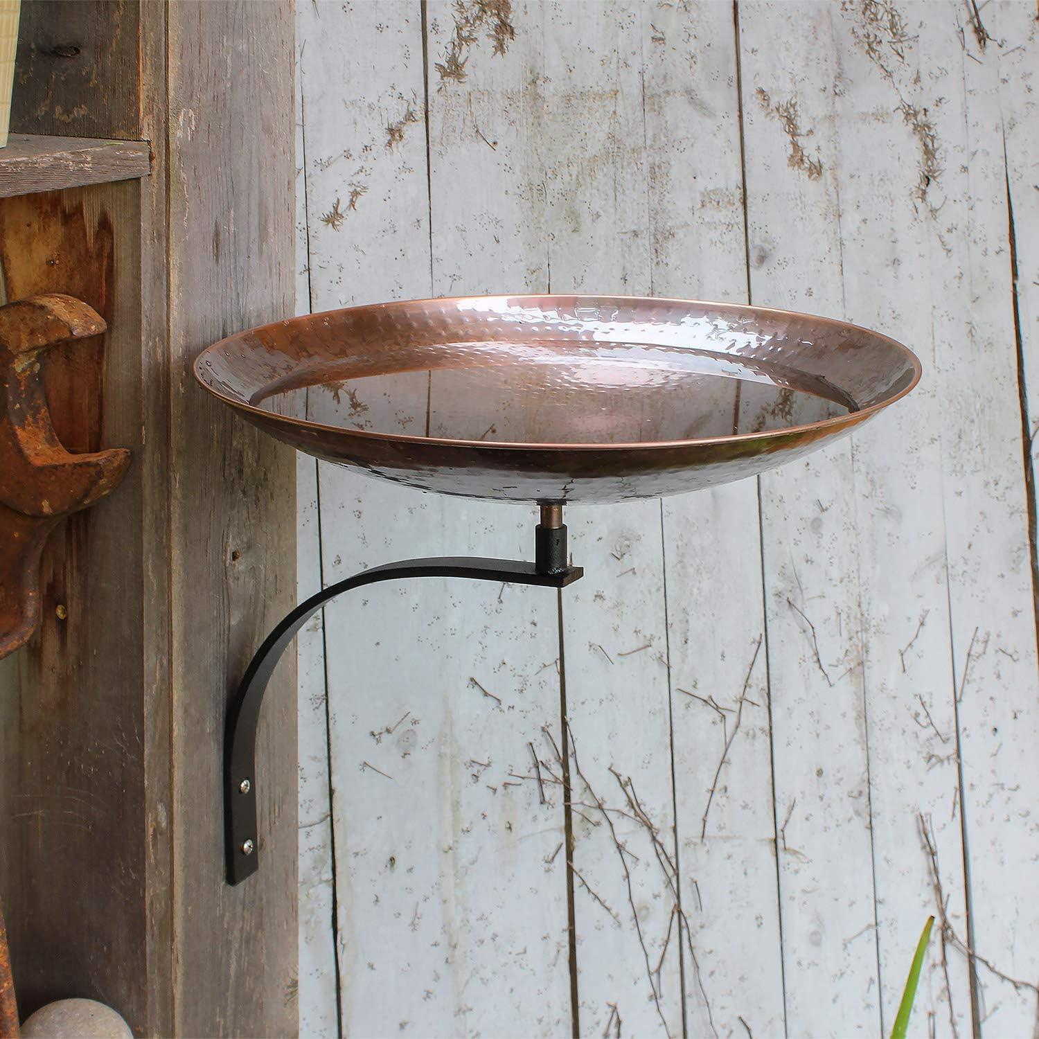 12" Burnt Copper Birdbath with Wall Mount Bracket Antique Finish - Achla Designs: Steel, Weather-Resistant, No Assembly Required