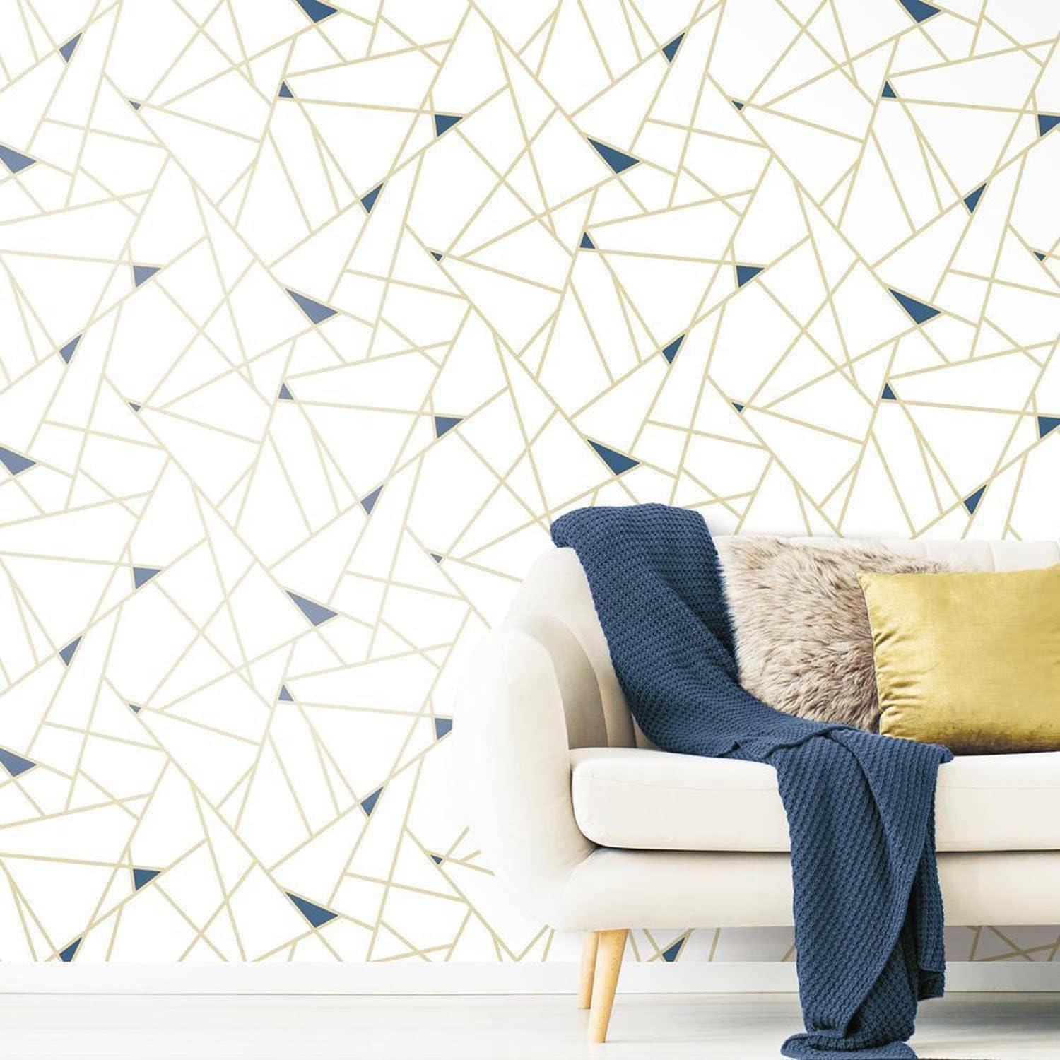 RoomMates Fracture Gold Peel and Stick Wallpaper: Removable Vinyl, Geometric Abstract, Modern Decor, 28.18 Sq Ft Coverage