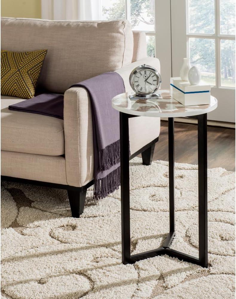 SAFAVIEH Zaira Contemporary Lacquer End Table, Warm Grey/White
