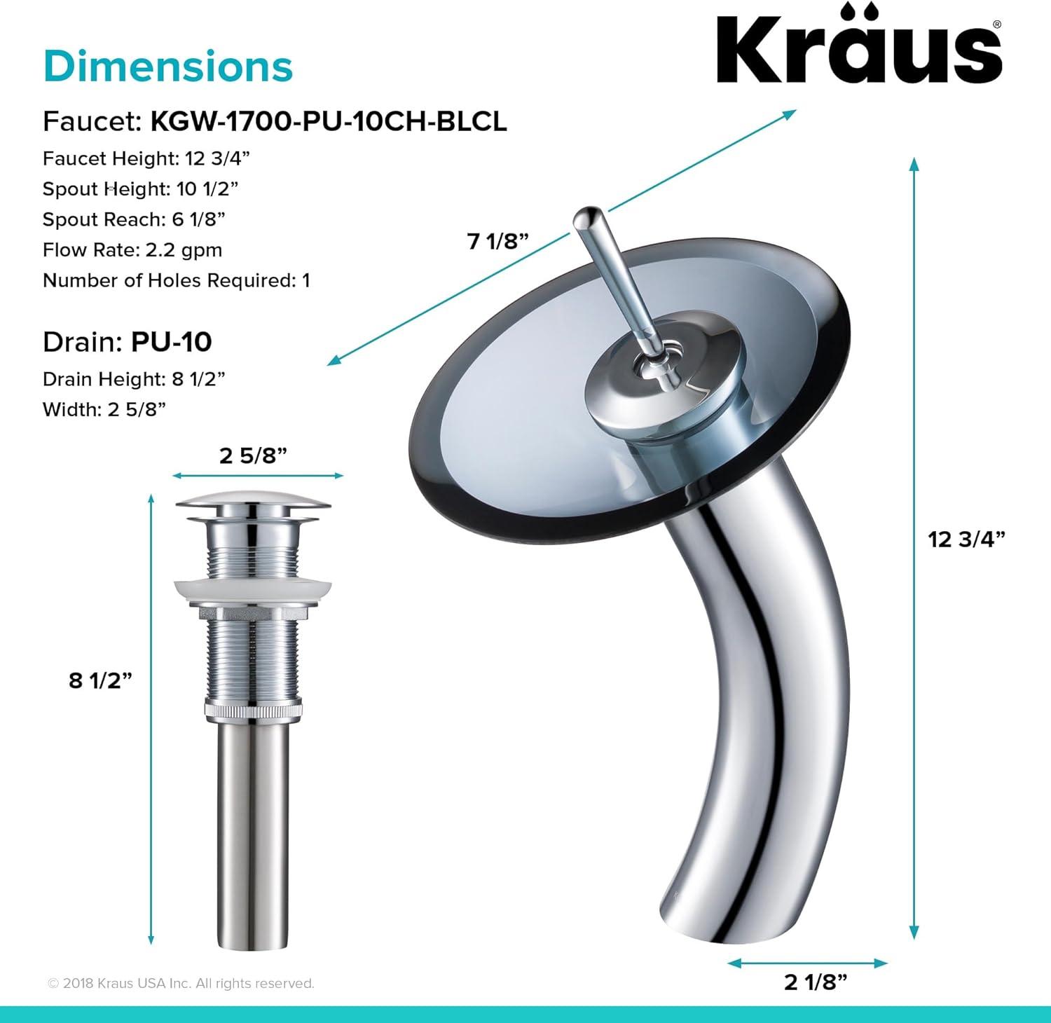 Waterfall Single Hole Single Handle Bathroom Faucet with Drain Assembly