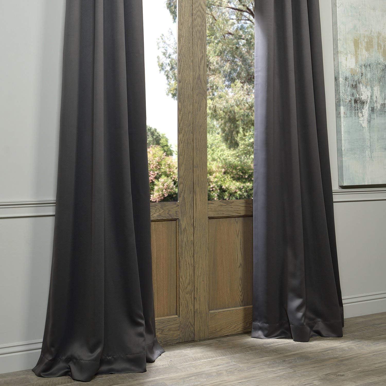 Anthracite Grey Velvet Blackout Grommet Curtain Panel 50 x 84