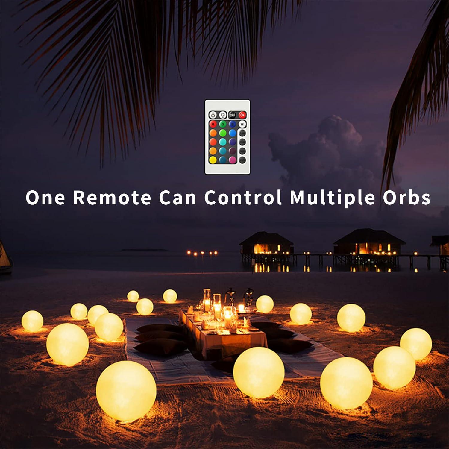 LED Glowing Ball Light, 8-Inch Cordless 16 Color Changing and 4 Light Modes Kids Night Light, Rechargeable & Dimmable Mood Lamp with Remote Control, Perfect for Home Patio Yard Accent Decor