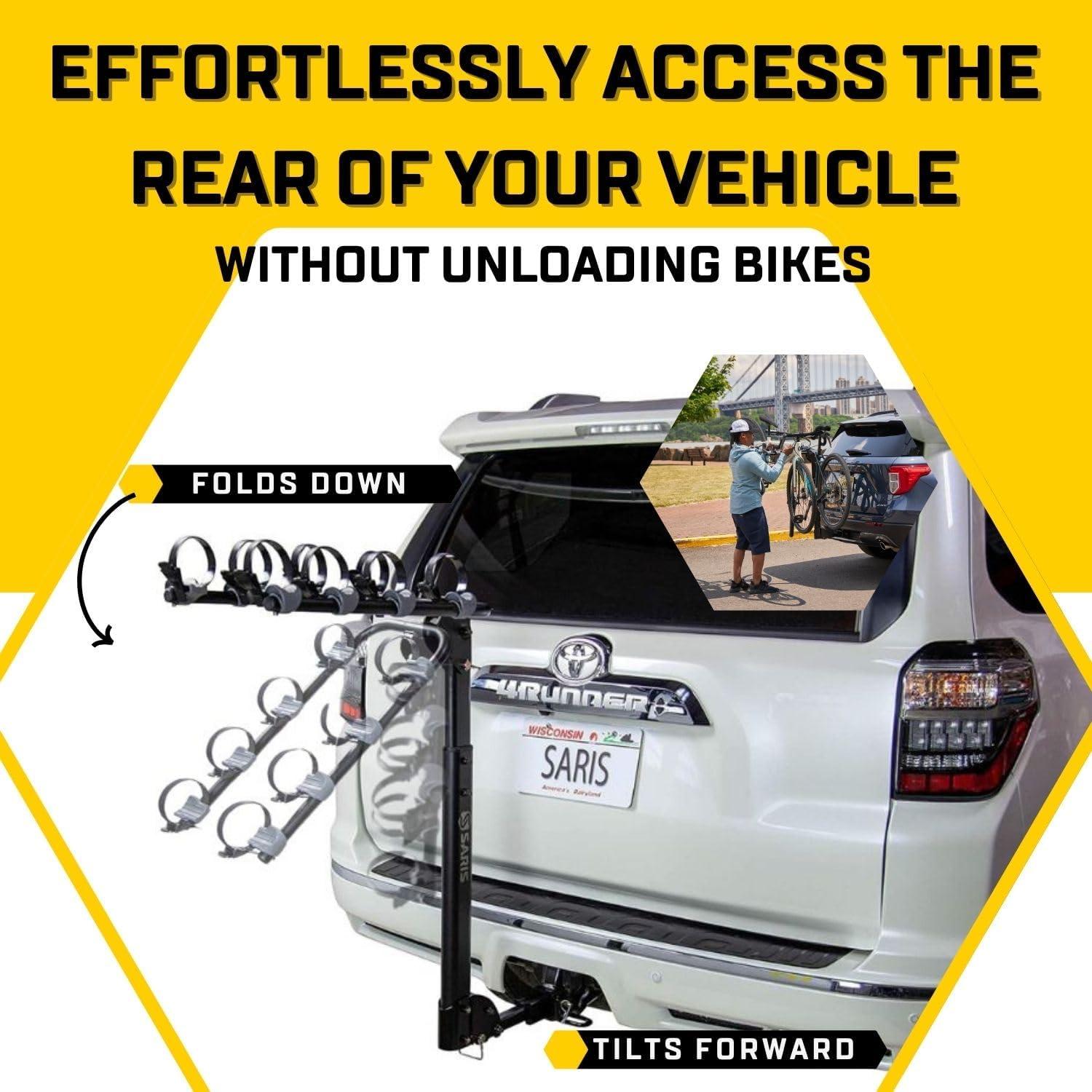 Saris Grand Slam Hitch Bike Rack, Universal 4 Bike Hitch Rack with Hatch Access - Black