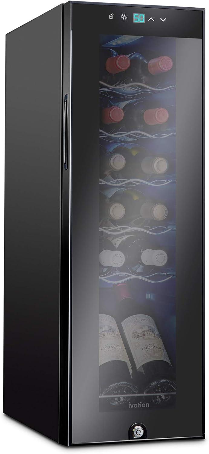 Ivation 12 Bottle Wine Cooler Fridge, Compressor Refrigerator W/Lock