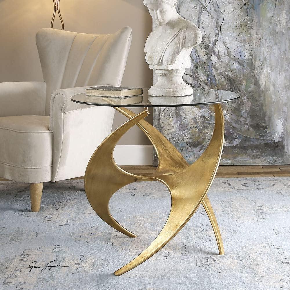 Uttermost Graciano Contemporary Metal and Glass Accent Table in Gold