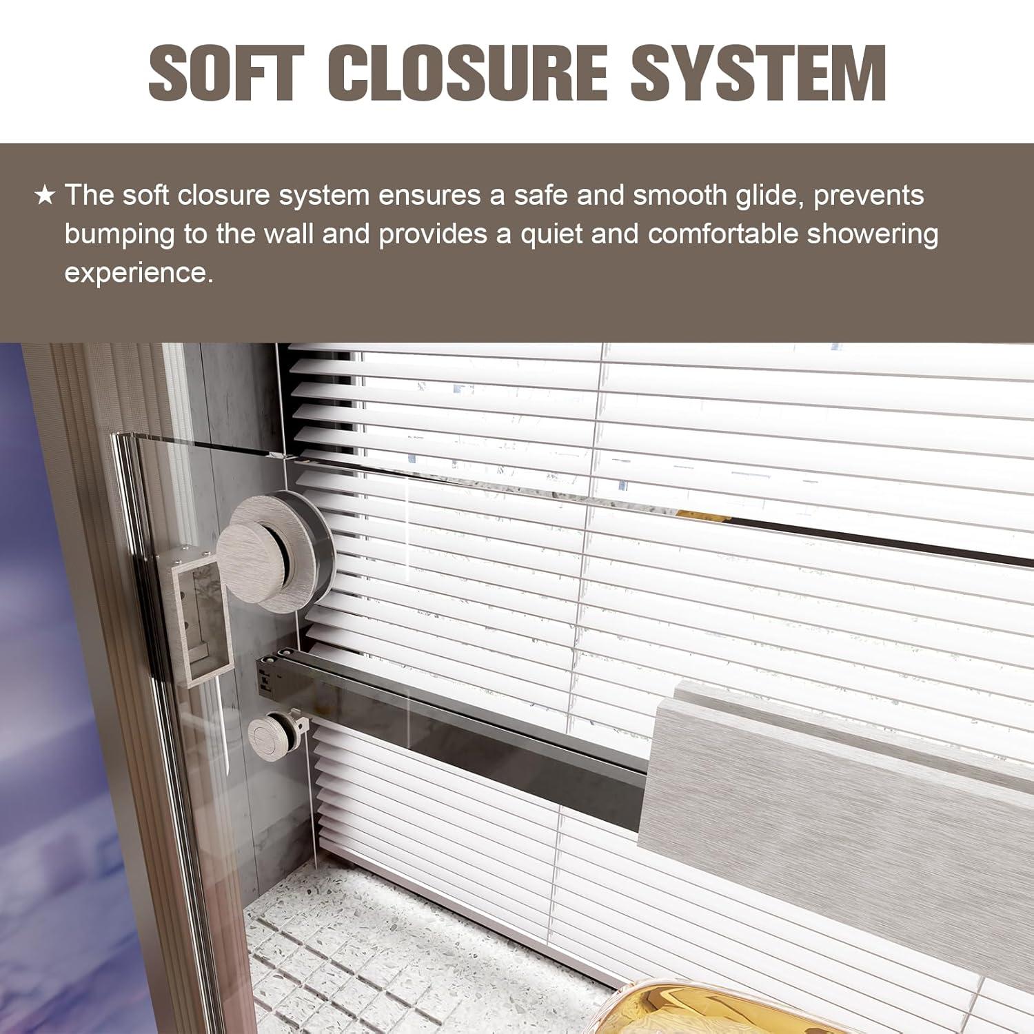 LILI 56-60"W x 76"H Dual Sliding Shower Door, Modern Style AADSH5676LL