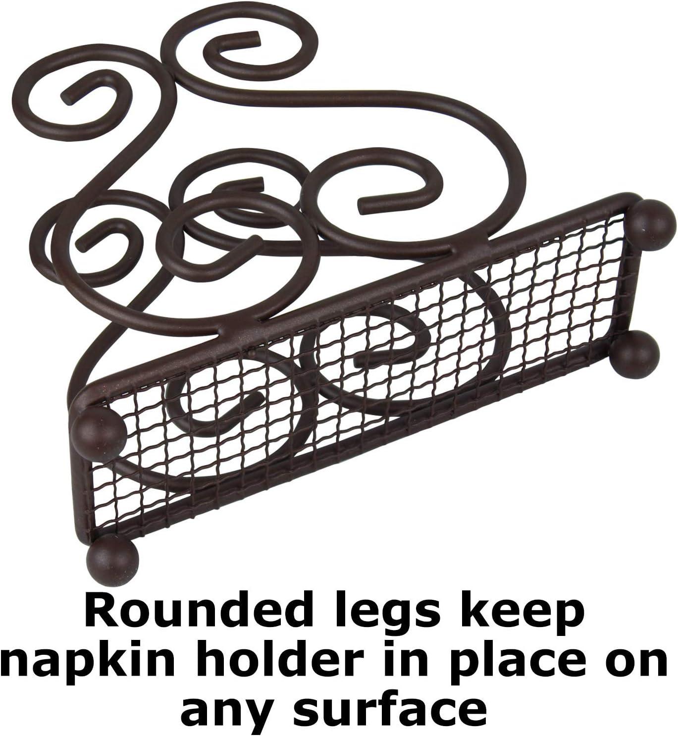 Blue Donuts Scroll Collection Steel Napkin Holder Freestanding Tissue Dispenser Organizer for Kitchen Countertop, Durable, Sturdy, Home Décor - Bronze