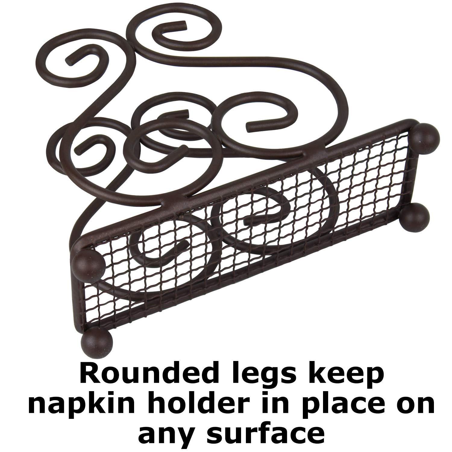 Blue Donuts Scroll Collection Steel Napkin Holder Freestanding Tissue Dispenser Organizer for Kitchen Countertop, Durable, Sturdy, Home Décor - Bronze