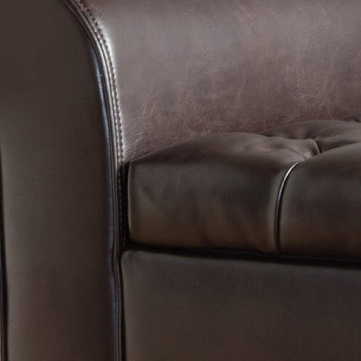Keiko Storage Bench - Brown Leather - Christopher Knight Home: Elegant Tufted Design, Soft-Close Hinge