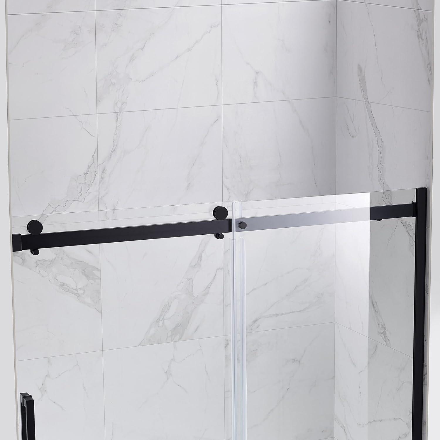 OVE Decors Bel Soft Close Black 72-in x 78.75-in Frameless Sliding Soft Close Shower Door